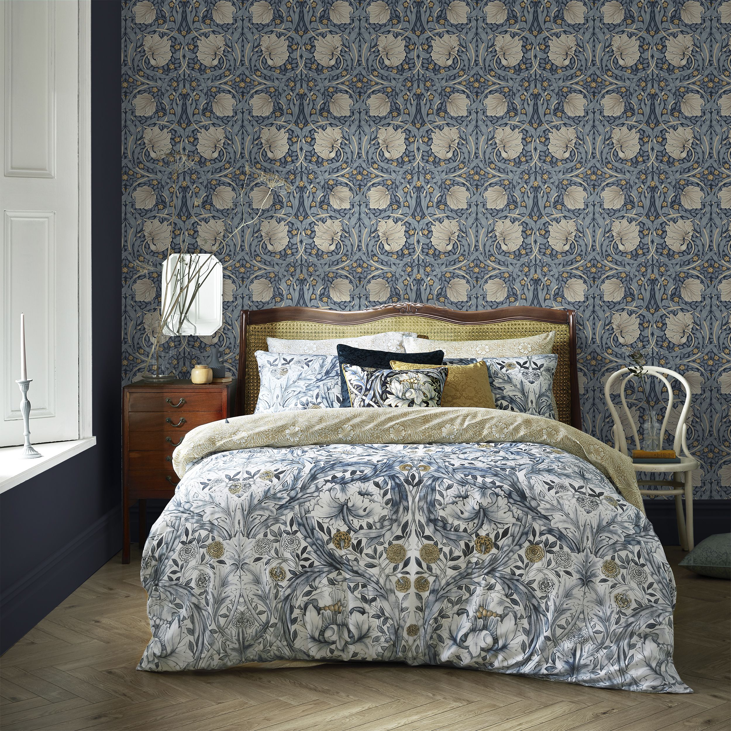William Morris Gallery Collection Blue Pimpernel Smooth Wallpaper