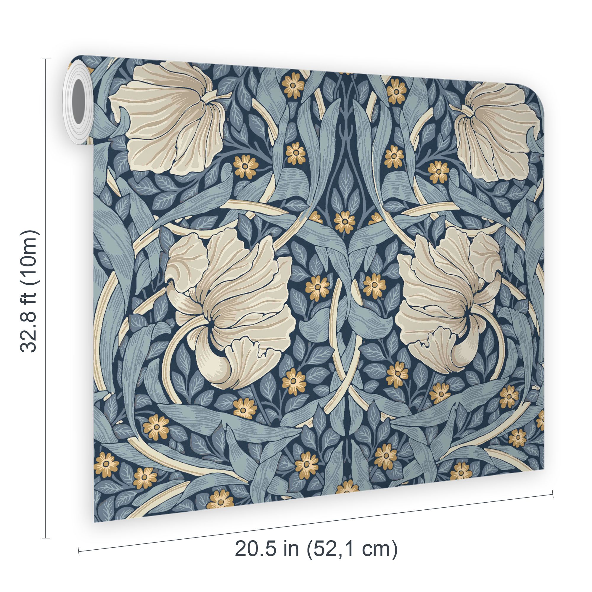 William Morris Gallery Collection Blue Pimpernel Smooth Wallpaper