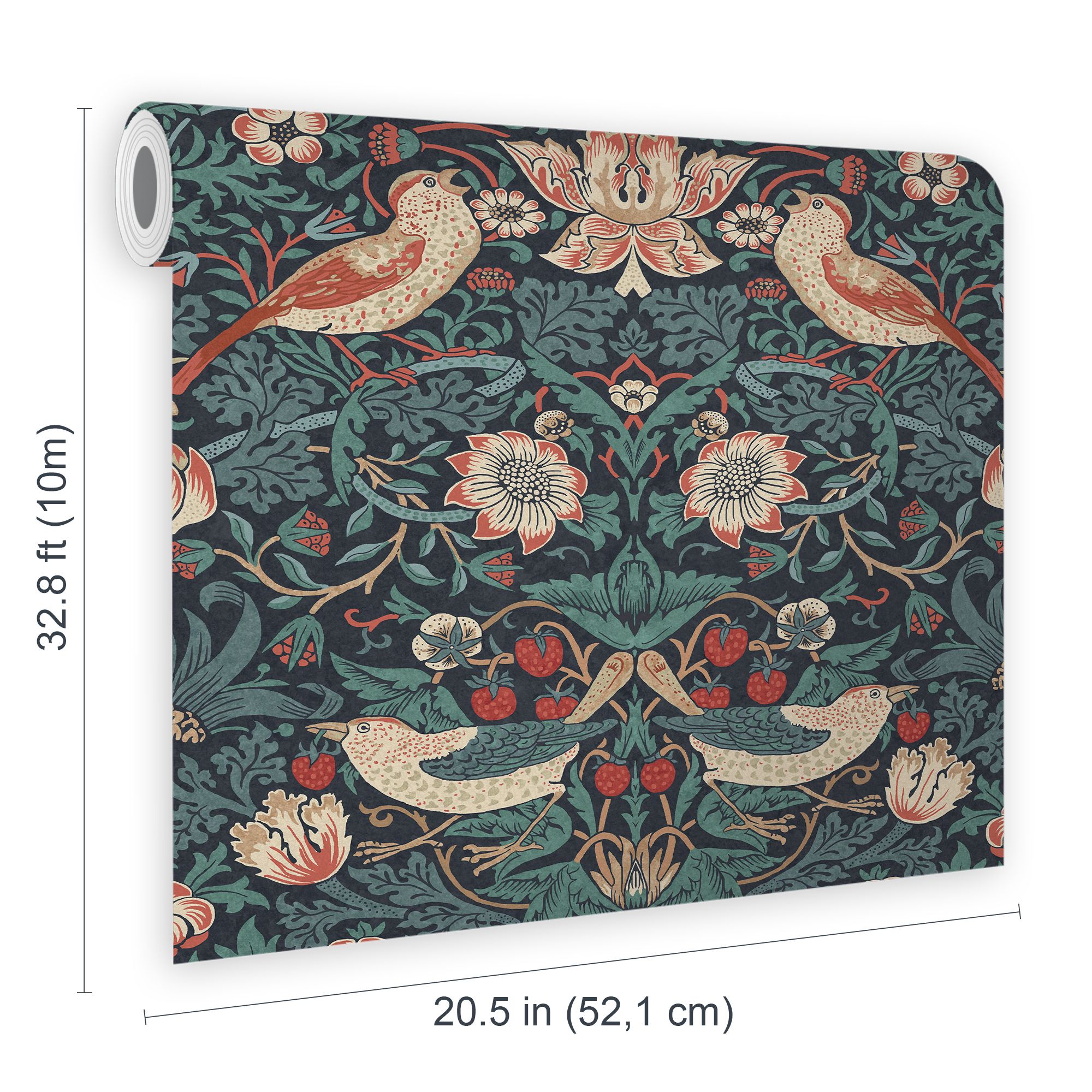 William Morris Gallery Collection Deep Blue Strawberry Thief Smooth Wallpaper