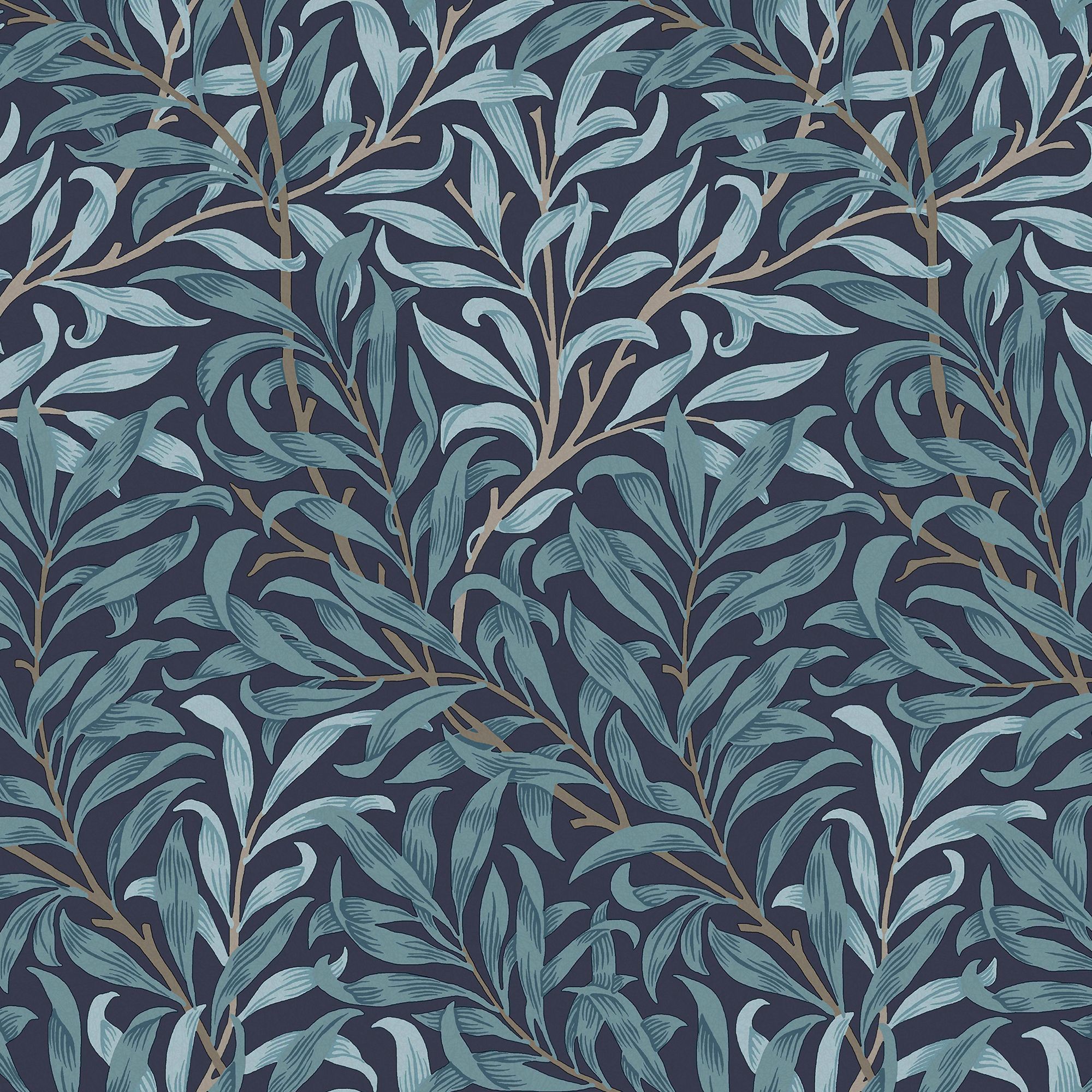William Morris Gallery Collection Deep Blues Willow Bough Smooth Wallpaper