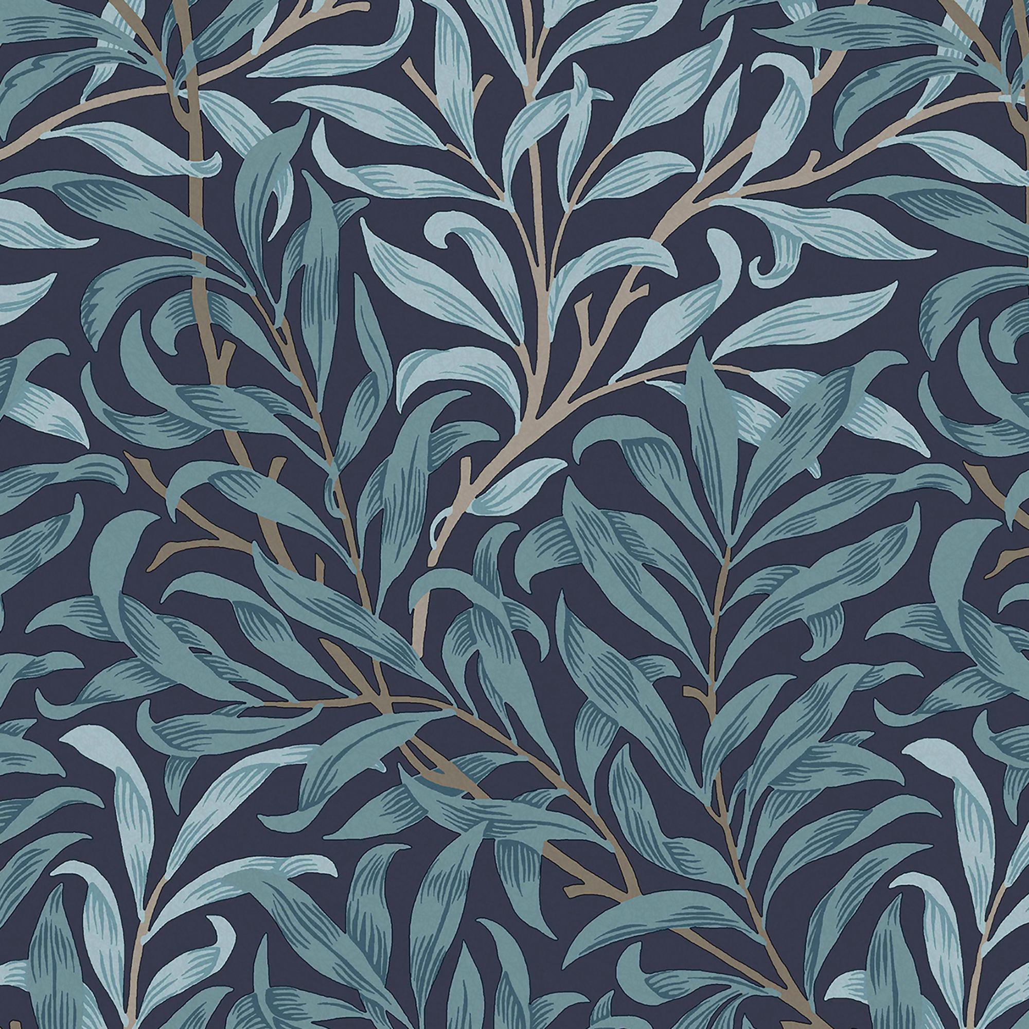 William Morris Gallery Collection Deep Blues Willow Bough Smooth Wallpaper