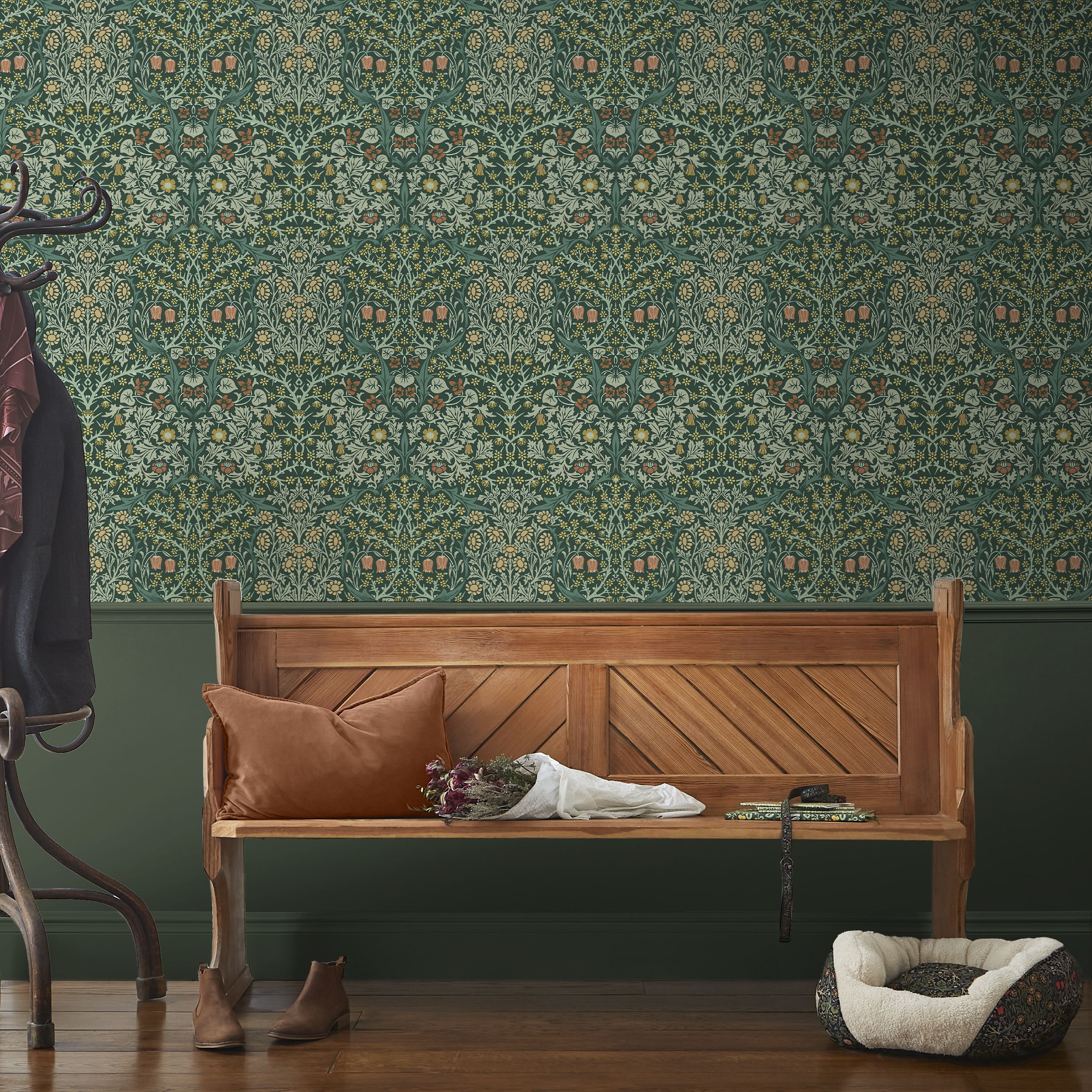 William Morris Gallery Collection Deep Green Blackthorn Smooth Wallpaper
