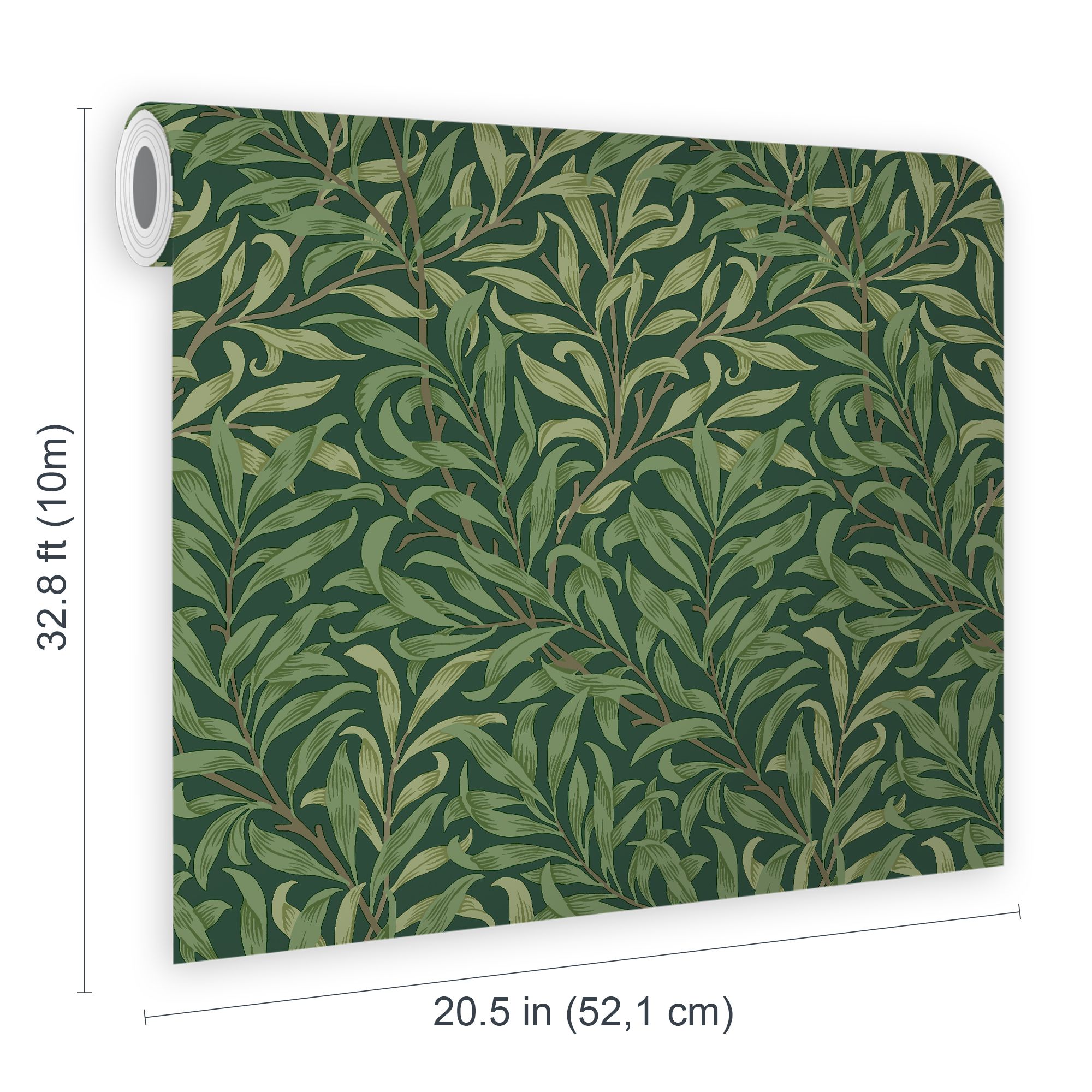 William Morris Gallery Collection Deep Green Willow Bough Smooth Wallpaper