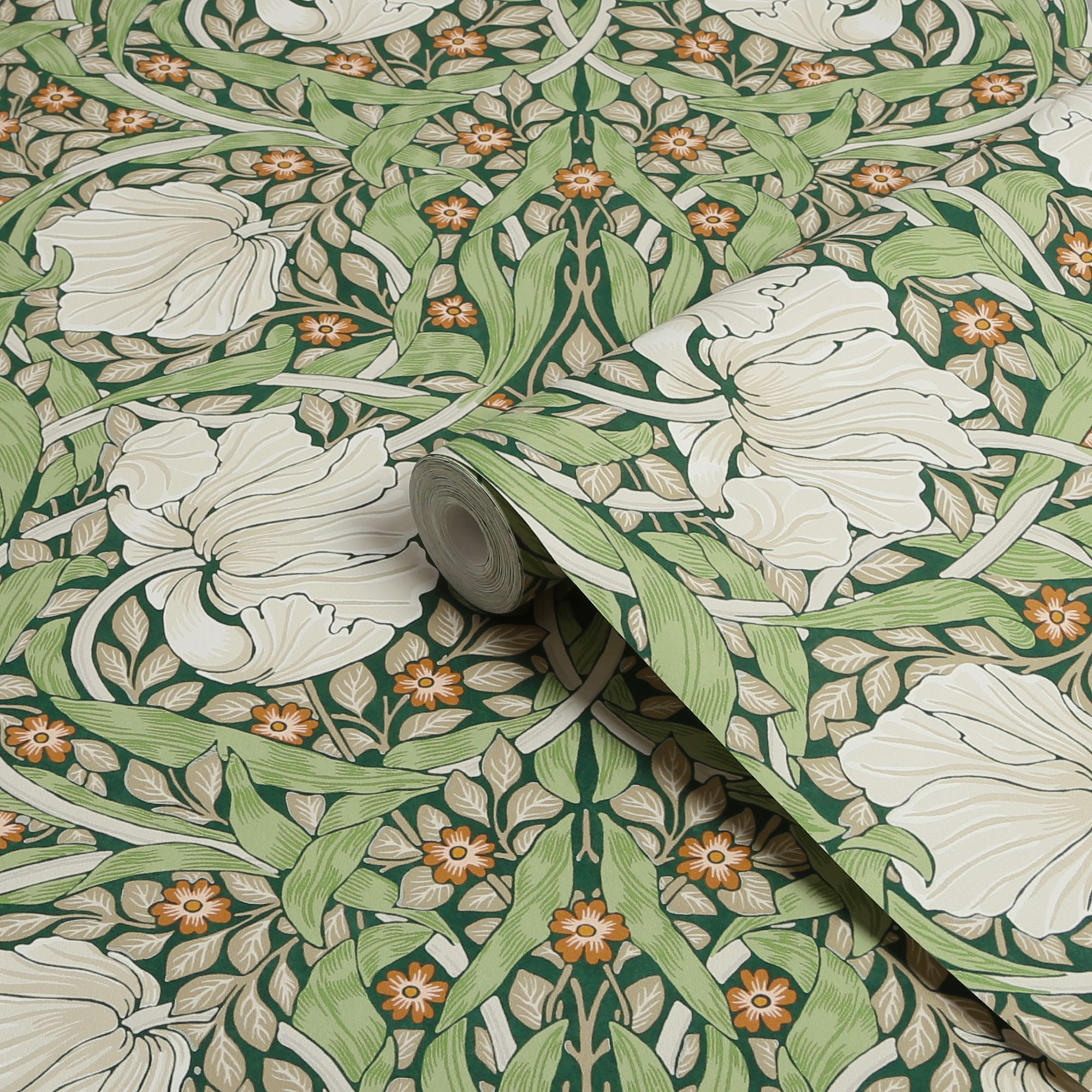 William Morris Gallery Collection Green Pimpernel Smooth Wallpaper