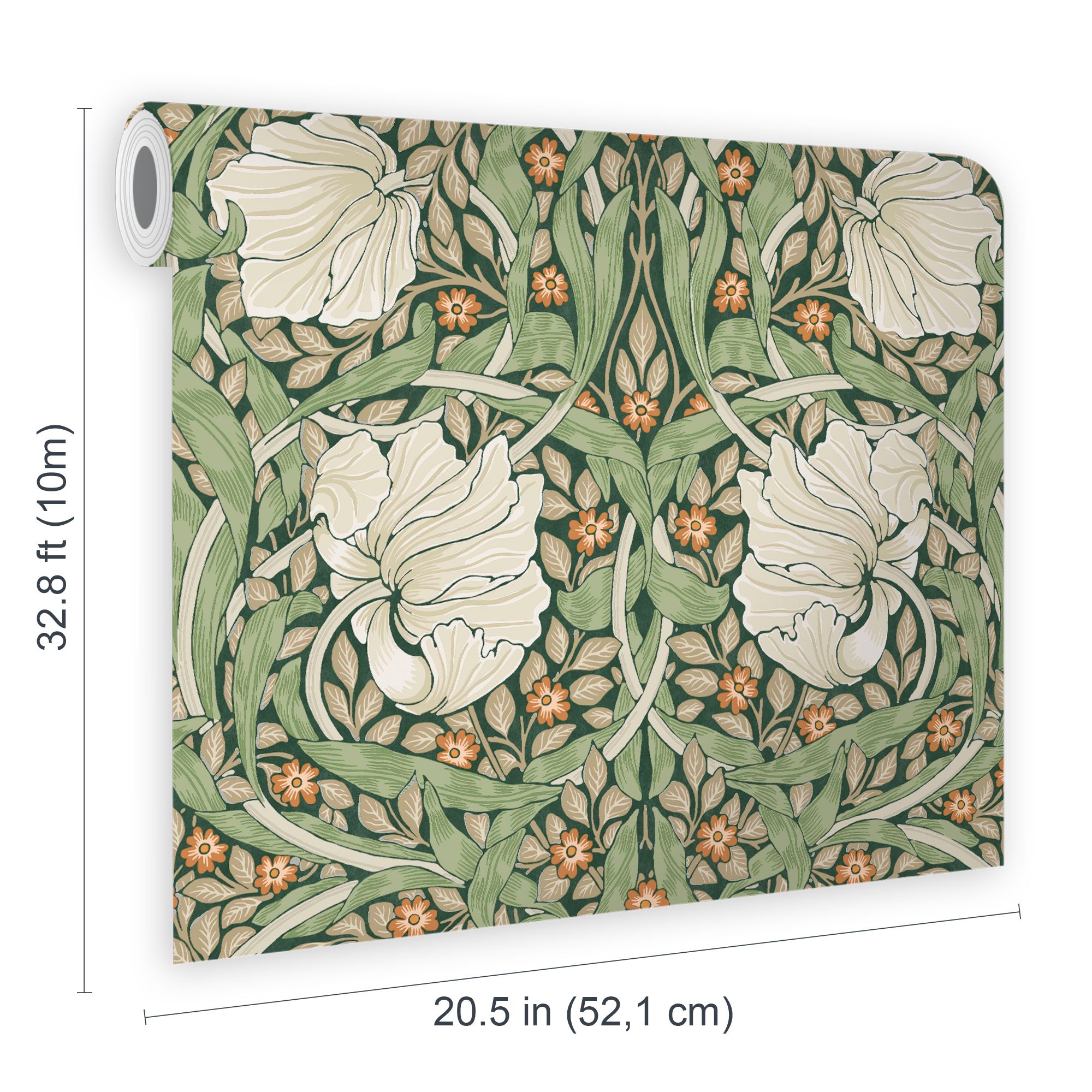 William Morris Gallery Collection Green Pimpernel Smooth Wallpaper