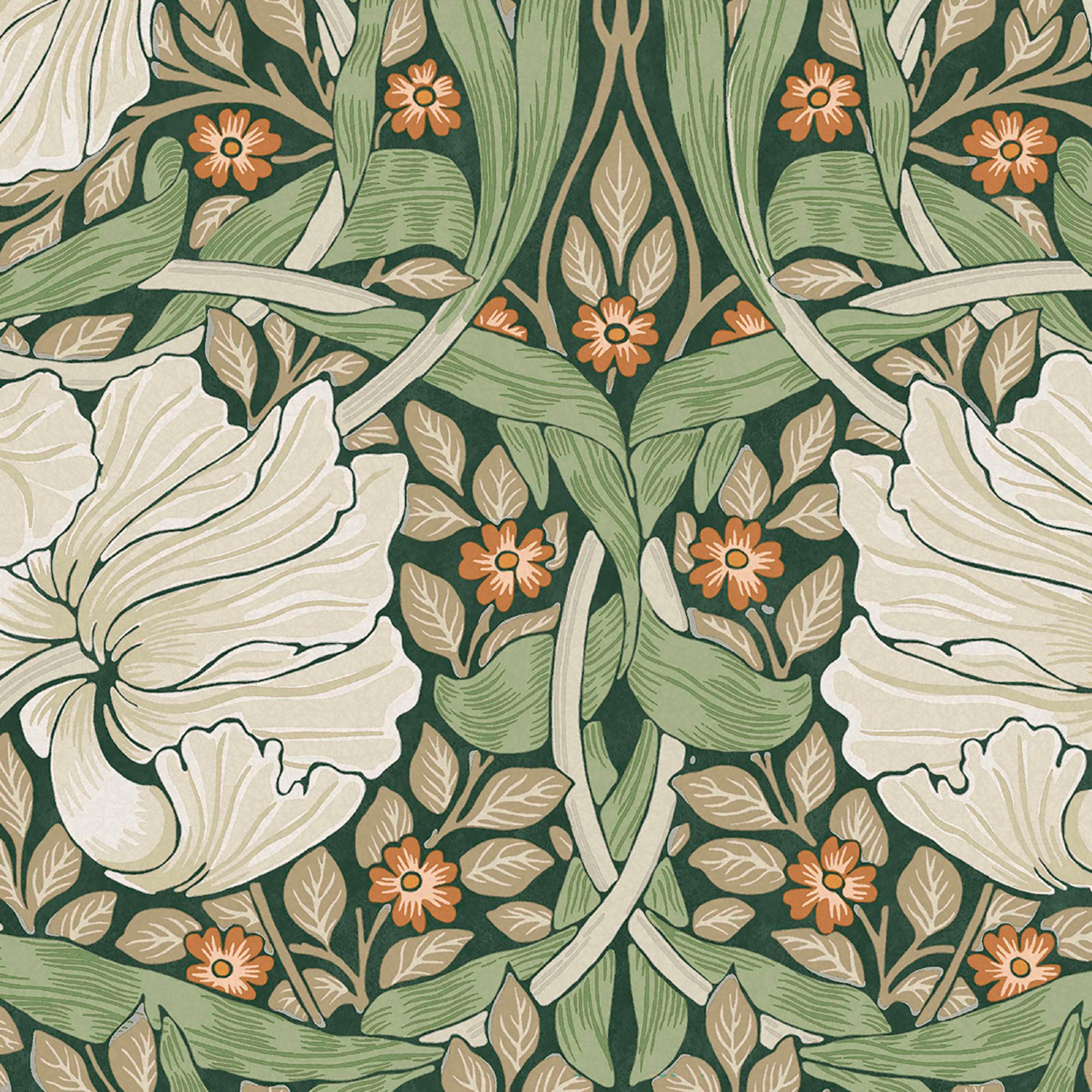 William Morris Gallery Collection Green Pimpernel Smooth Wallpaper