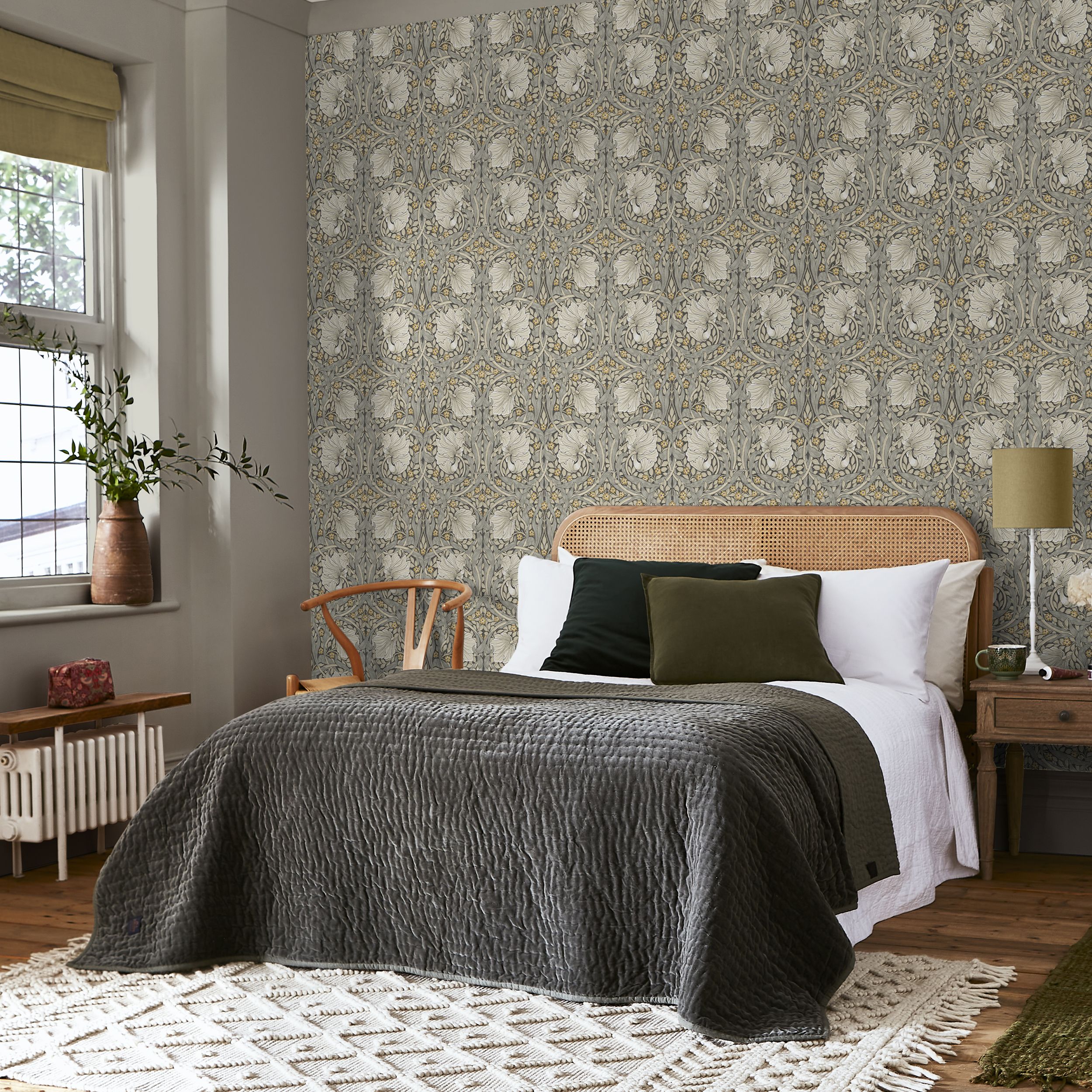 William Morris Gallery Collection Grey Pimpernel Smooth Wallpaper