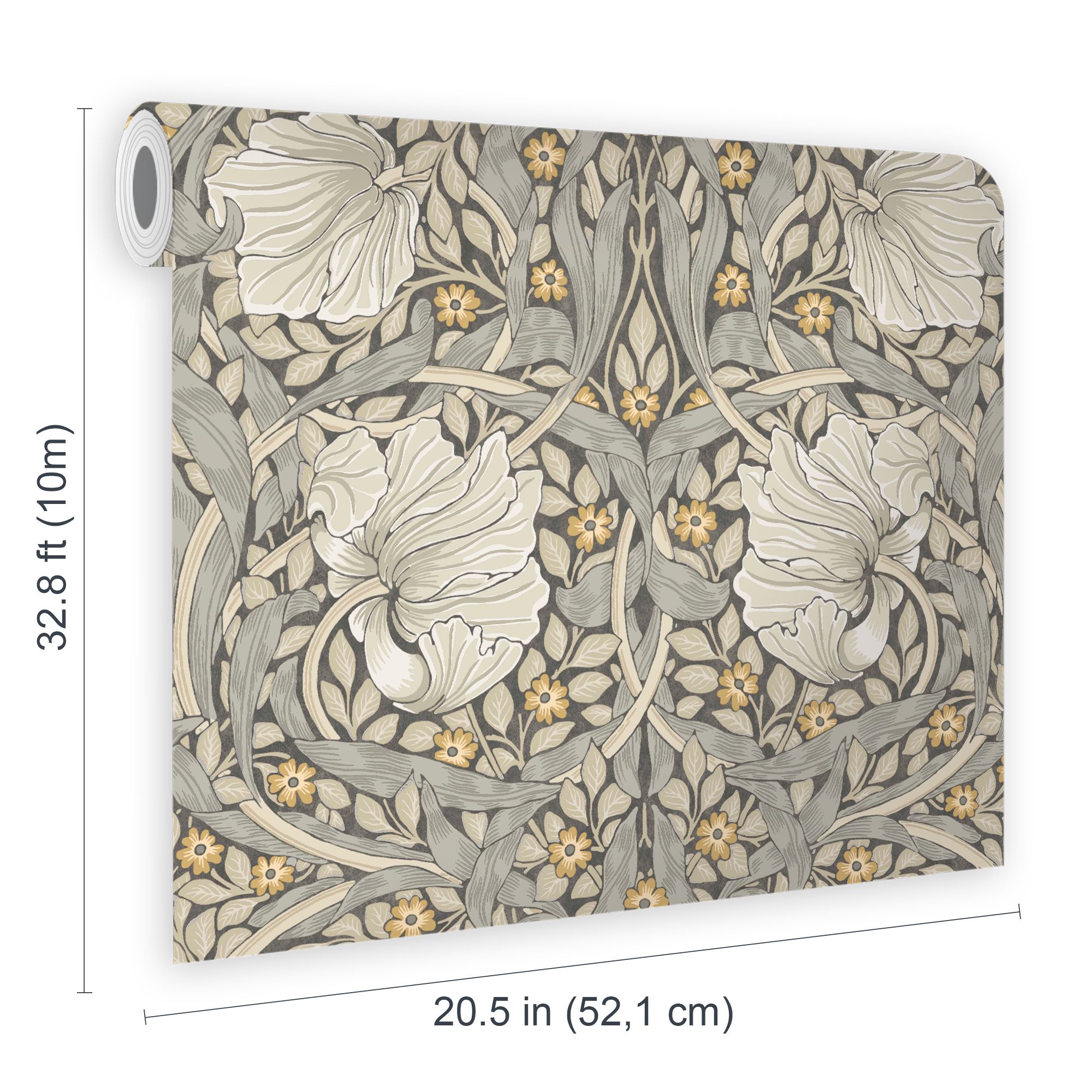 William Morris Gallery Collection Grey Pimpernel Smooth Wallpaper