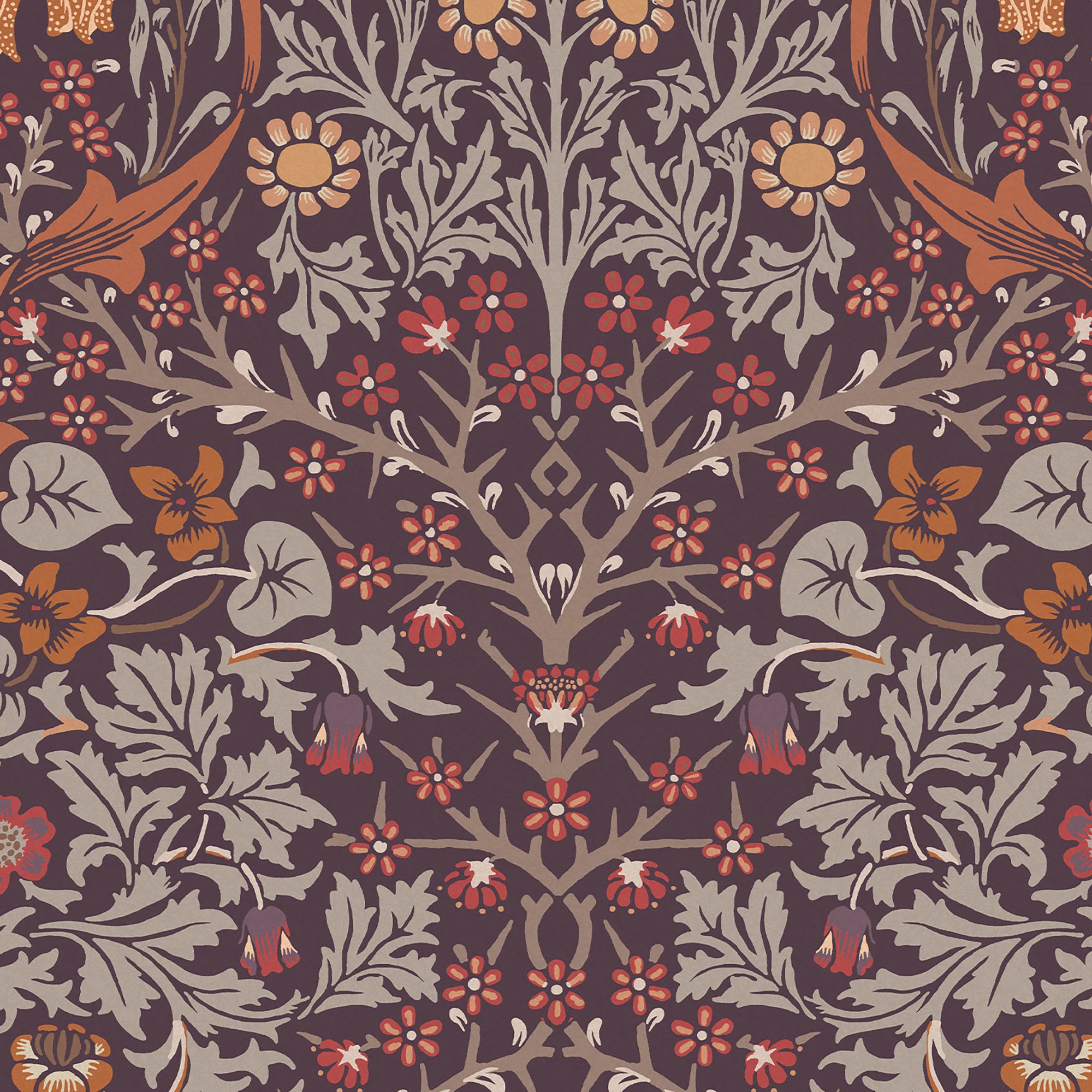 William Morris Gallery Collection Plum Blackthorn Smooth Wallpaper