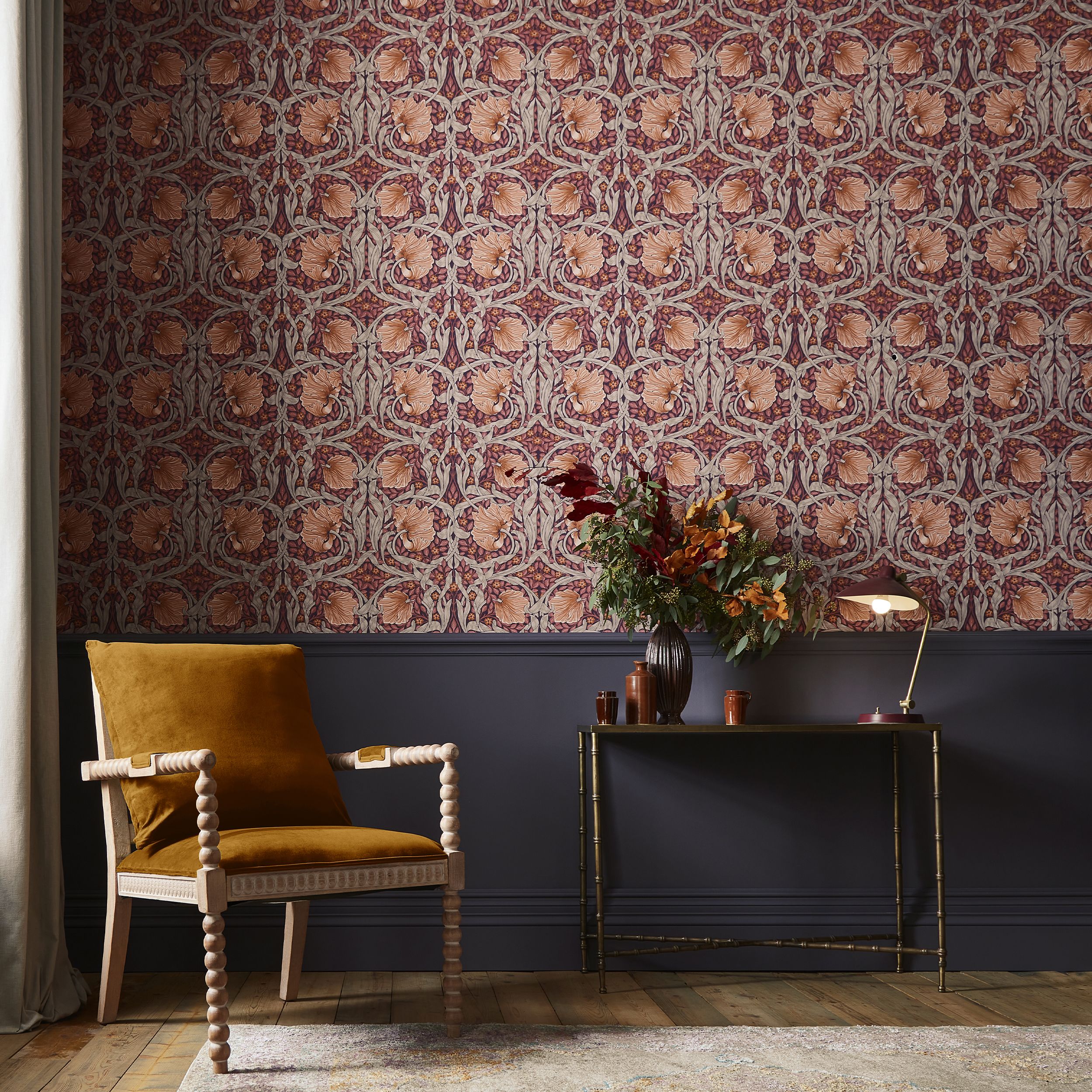 William Morris Gallery Collection Plum Pimpernel Smooth Wallpaper