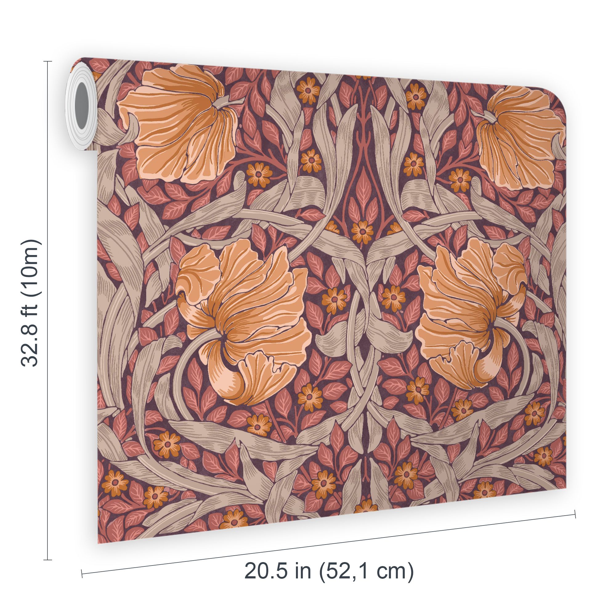 William Morris Gallery Collection Plum Pimpernel Smooth Wallpaper