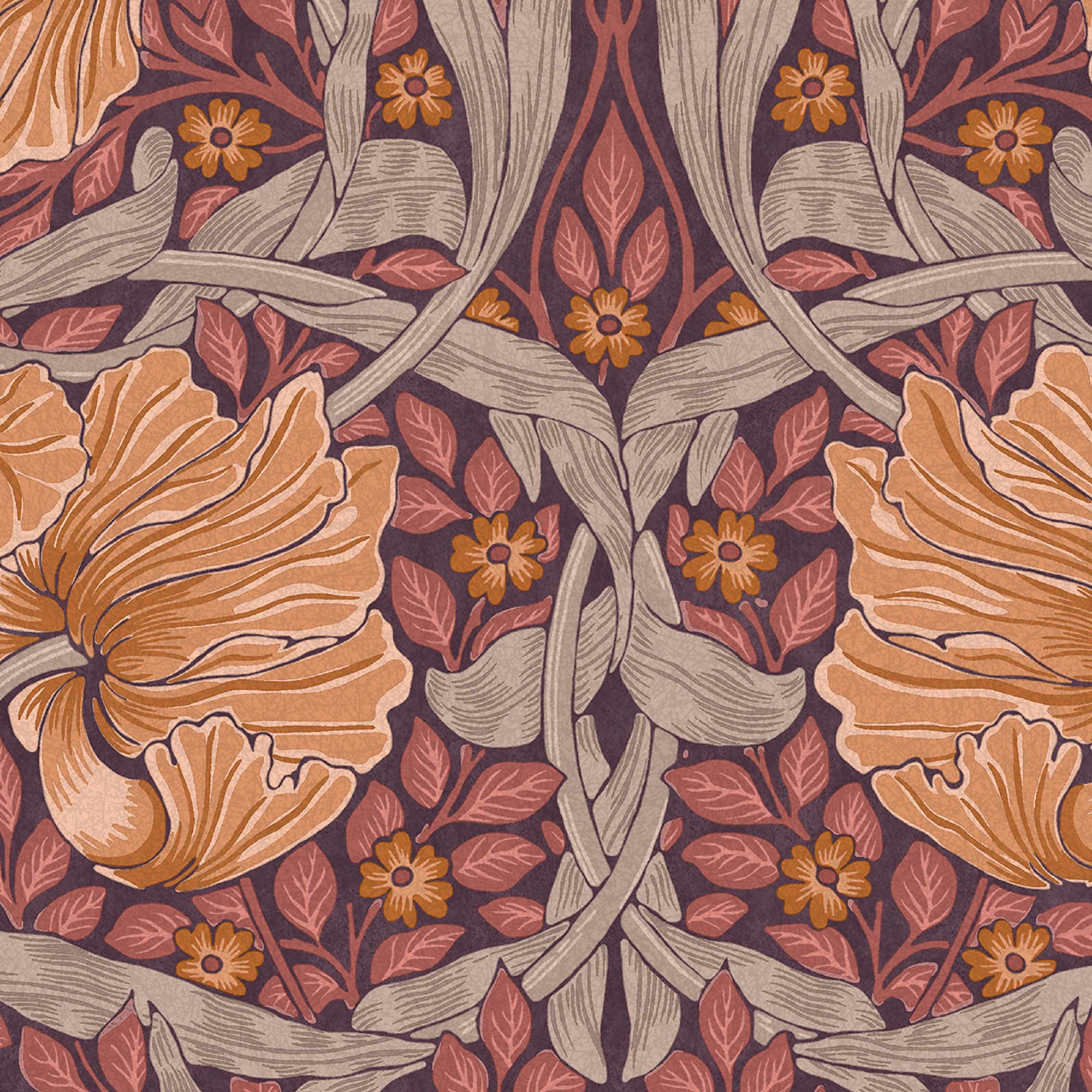 William Morris Gallery Collection Plum Pimpernel Smooth Wallpaper