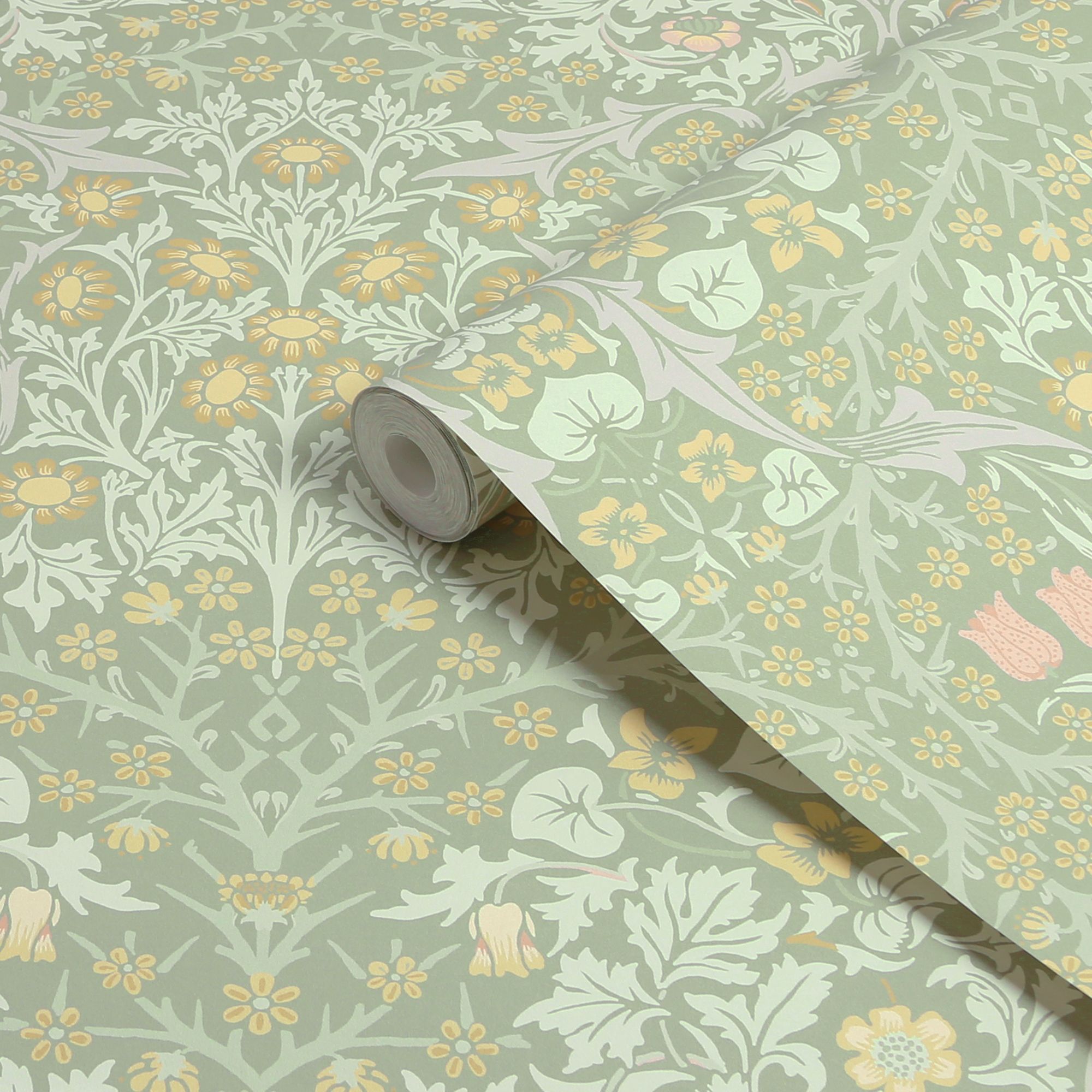 William Morris Gallery Collection Sage Blackthorn Smooth Wallpaper
