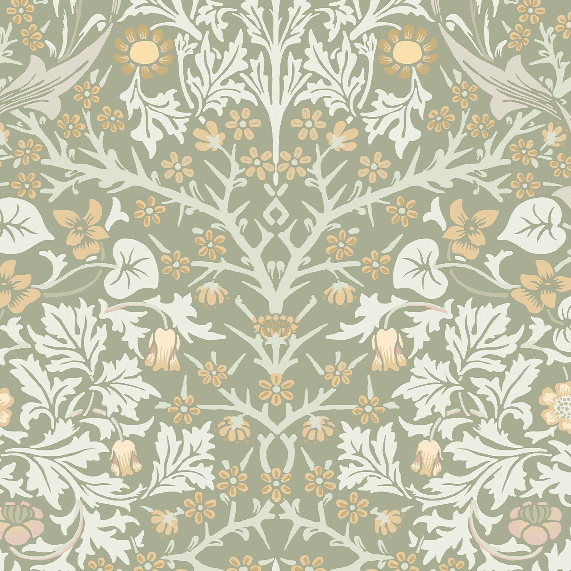 William Morris Gallery Collection Sage Blackthorn Smooth Wallpaper