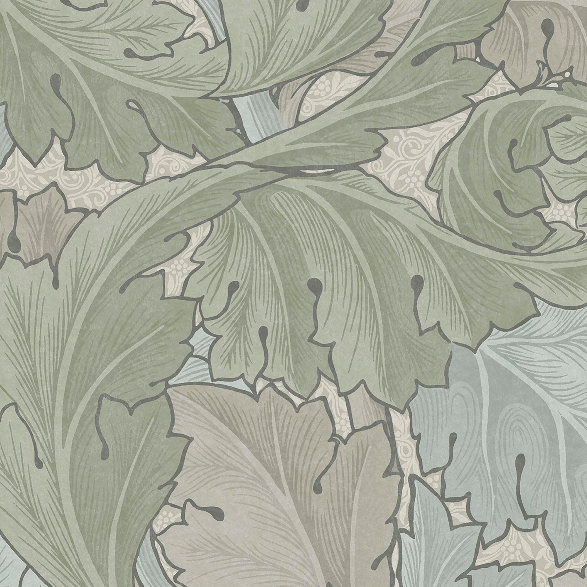 William Morris Gallery Collection Sage & Duck Egg Acanthus Smooth Wallpaper