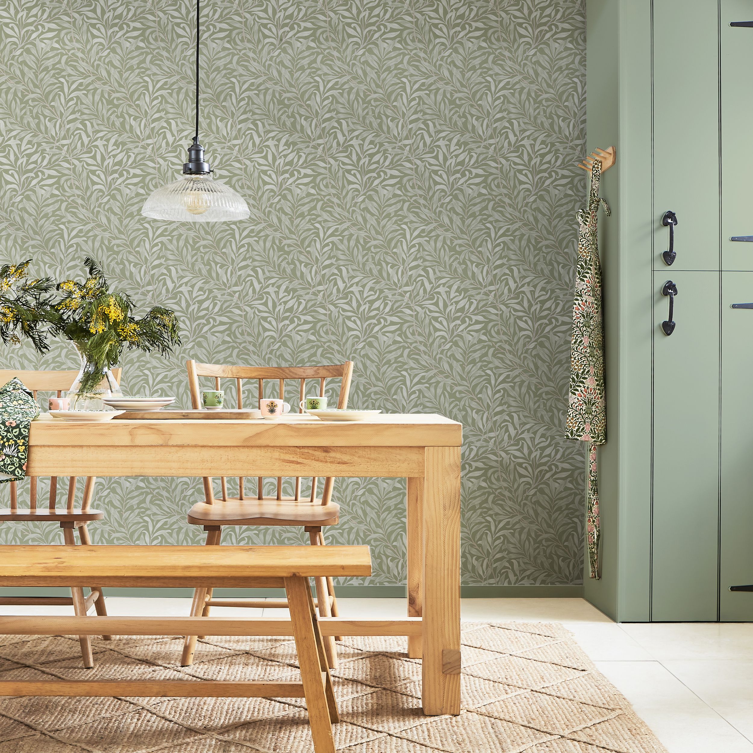 William Morris Gallery Collection Sage Willow Bough Smooth Wallpaper