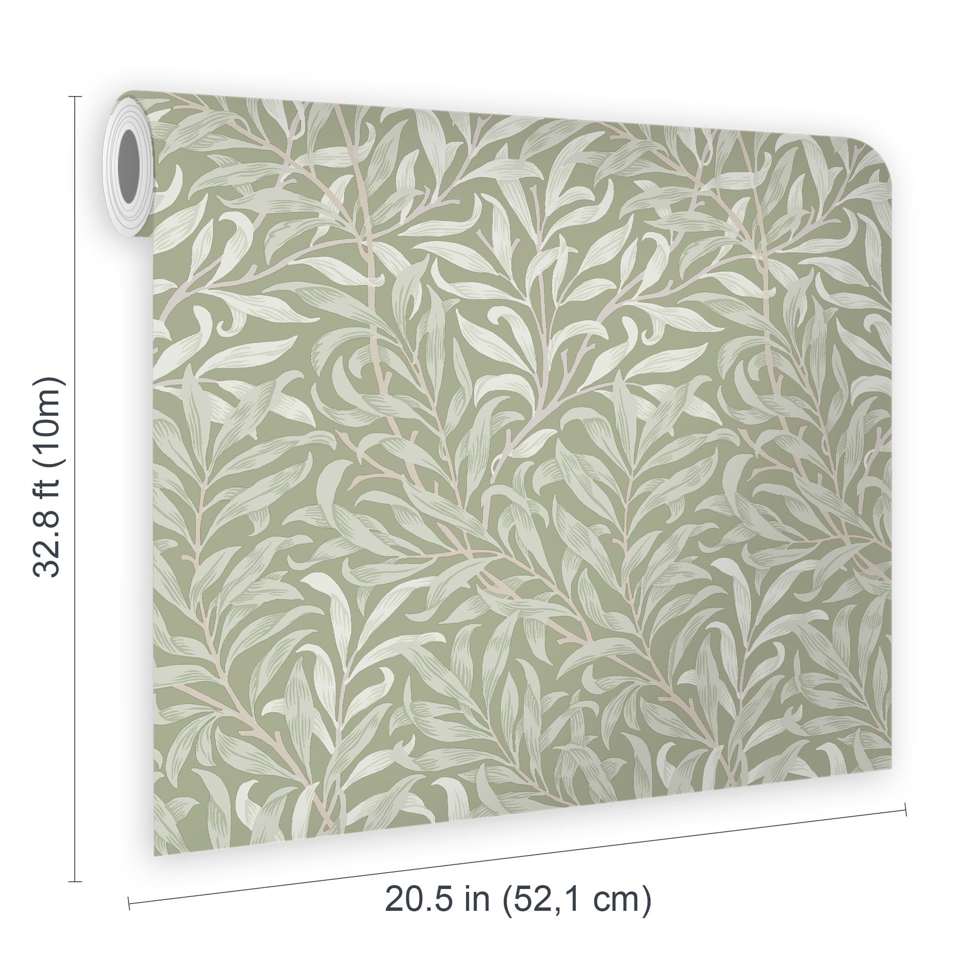 William Morris Gallery Collection Sage Willow Bough Smooth Wallpaper