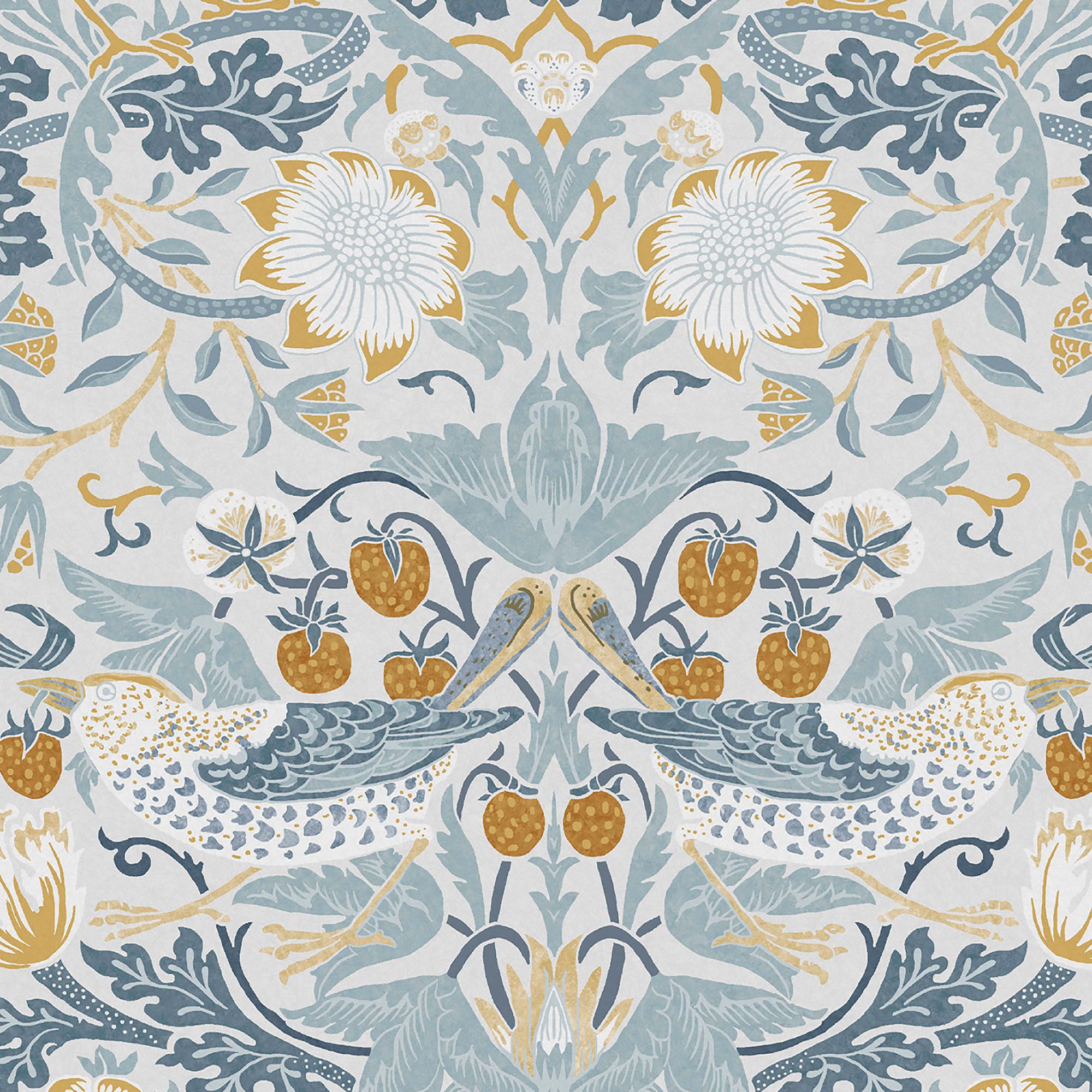 William Morris Gallery Collection Soft Blue Strawberry Thief Smooth Wallpaper