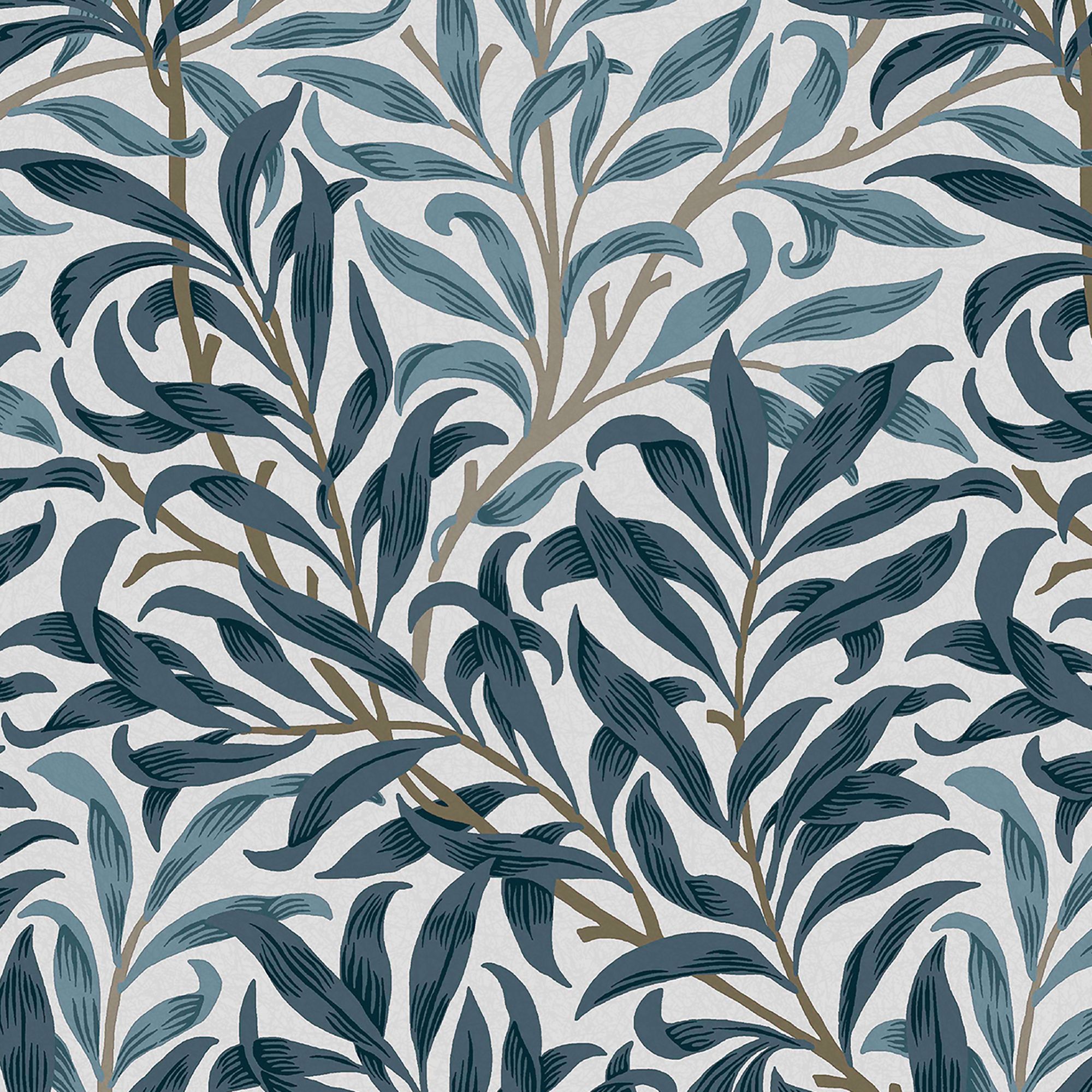William Morris Gallery Collection White & Blues Willow Bough Smooth Wallpaper