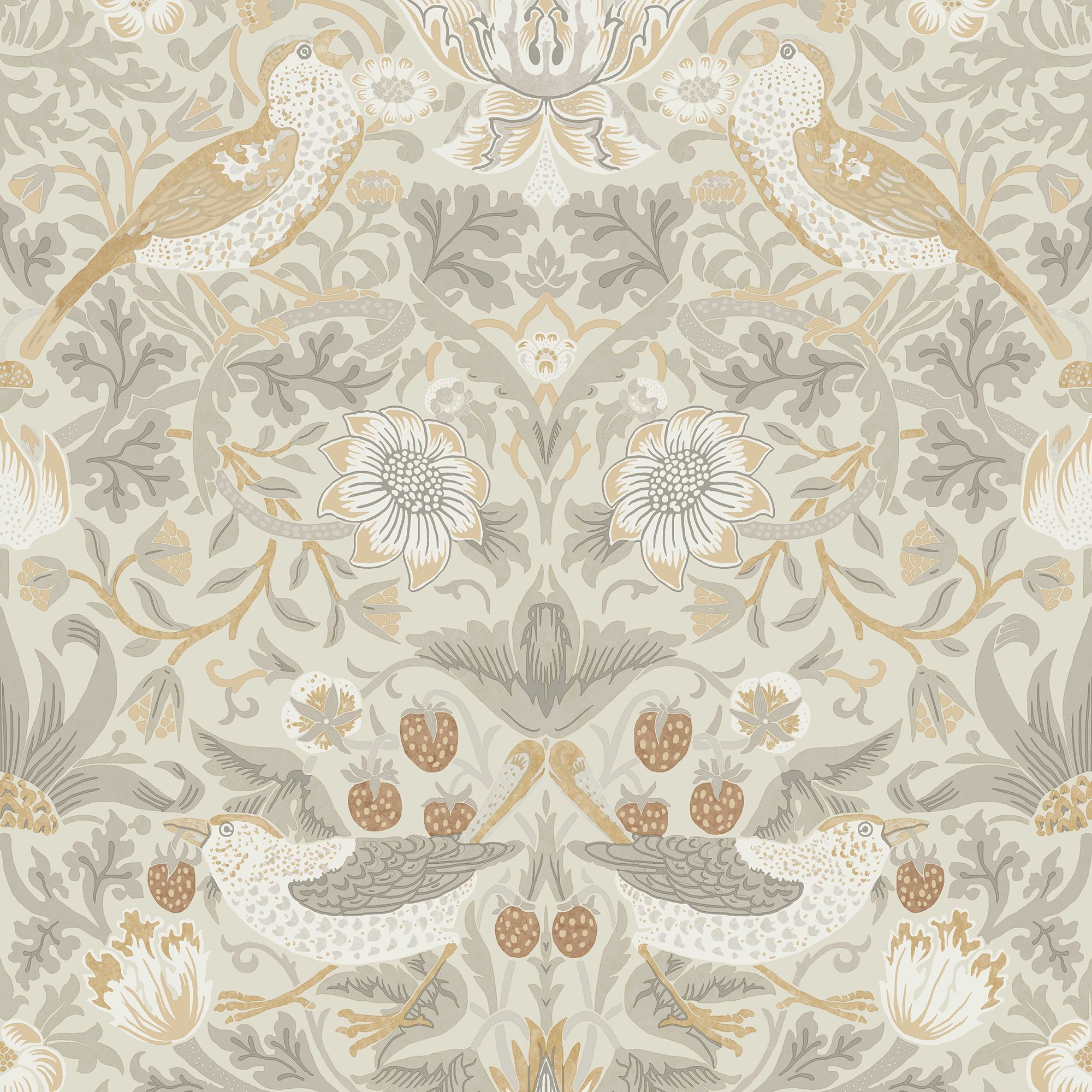 William Morris Powdered Neutral Strawberry Thief Smooth Wallpaper