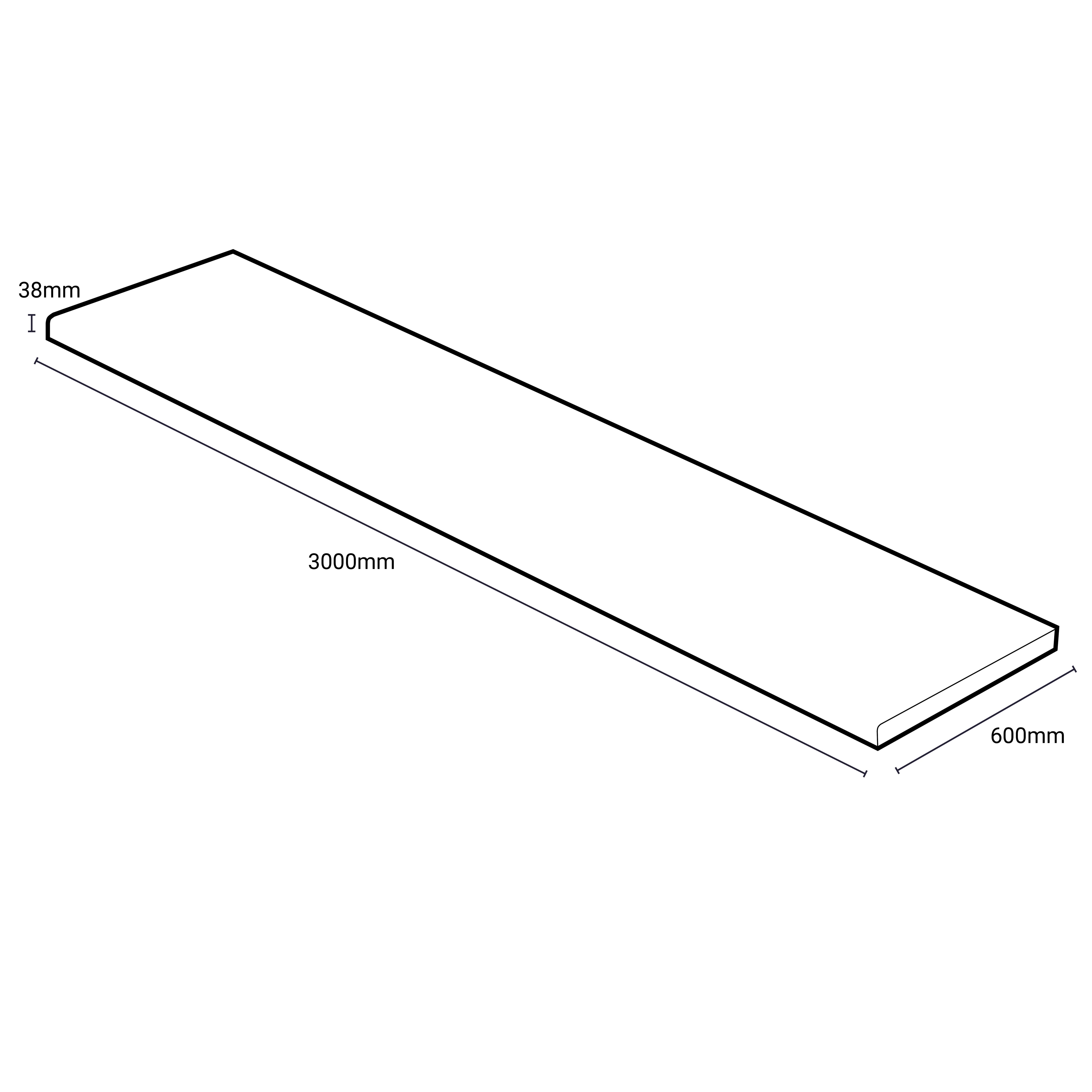 Wilsonart Blanc chamonix Matt White Laminate Post-formed edge Kitchen Worktop, (L)3000mm (W)600mm (T)38mm