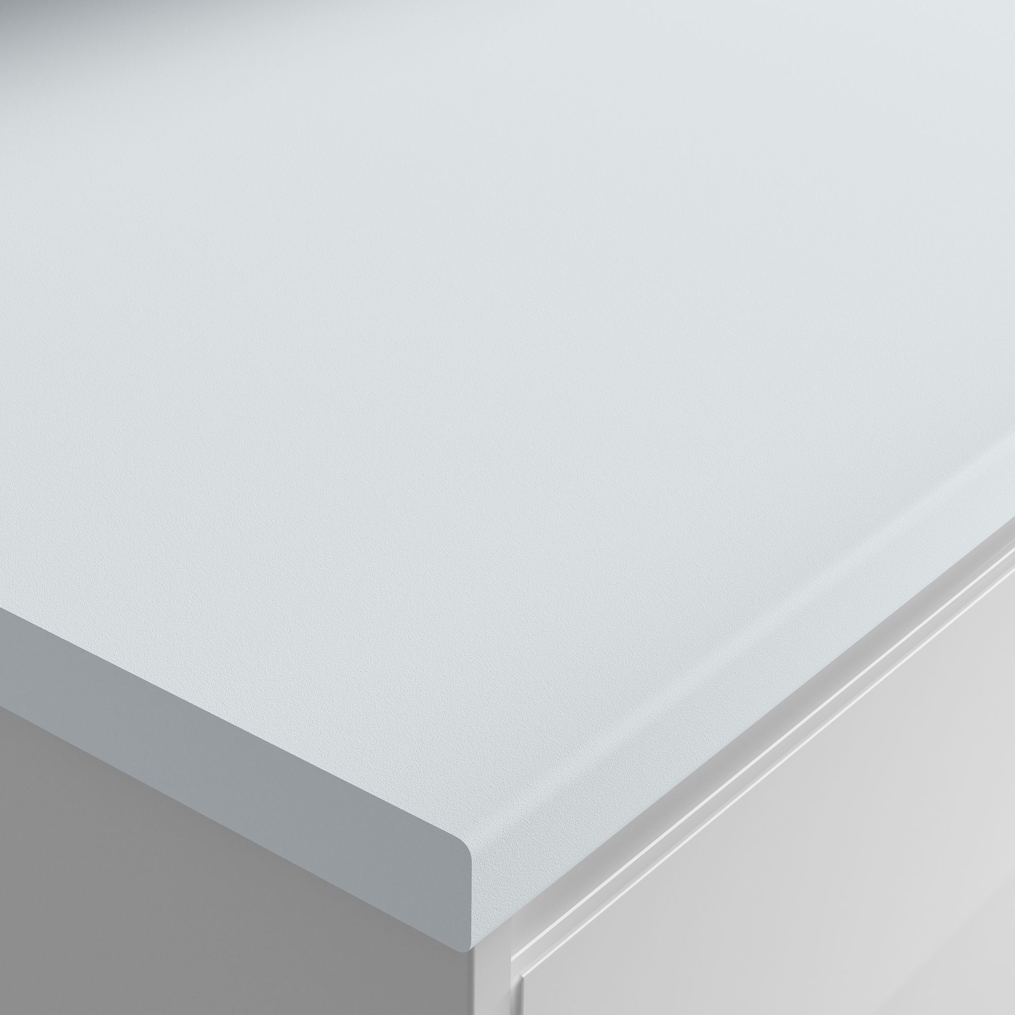 Wilsonart Blanc chamonix White Crystal effect Laminate Post-formed edge Kitchen Breakfast bar, (L)3000mm (W)900mm (T)38mm