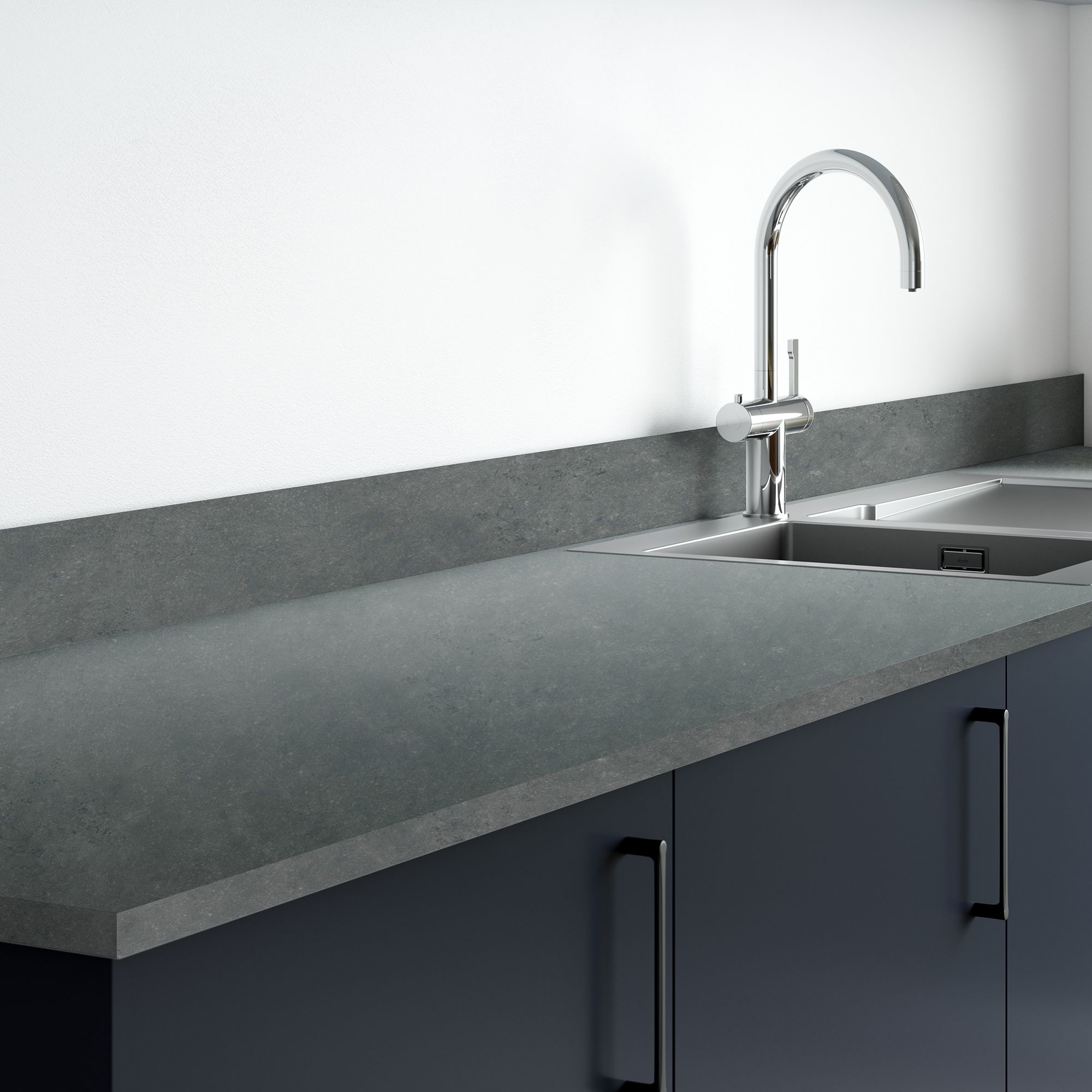 Wilsonart Brasilia Matt Grey Stone effect Laminate Square edge Kitchen Worktop, (L)3000mm (W)600mm (T)22mm