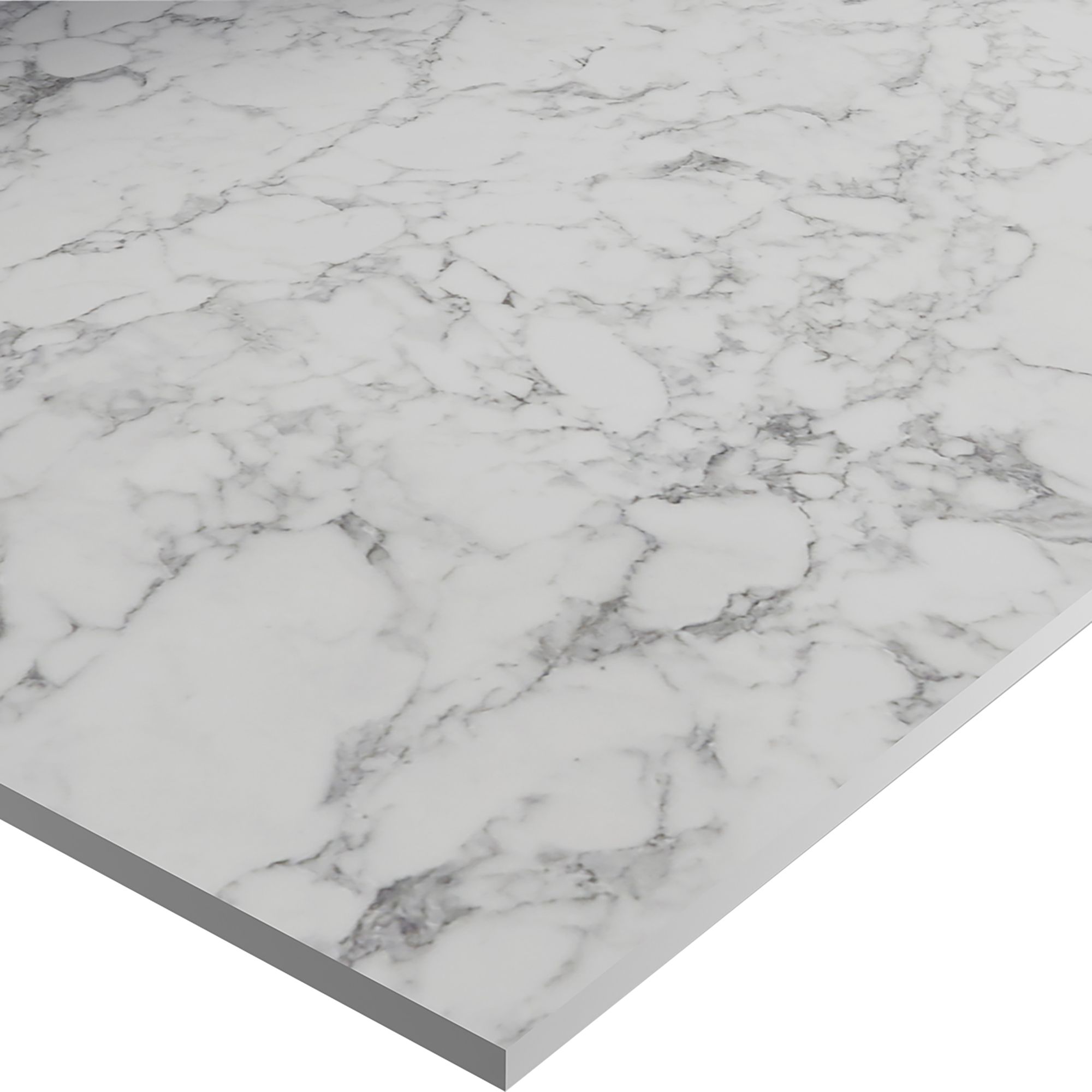 Wilsonart Marmo bianco Cream Marble effect Compact Laminate Square edge Kitchen Breakfast bar, (L)3000mm (W)900mm (T)12mm