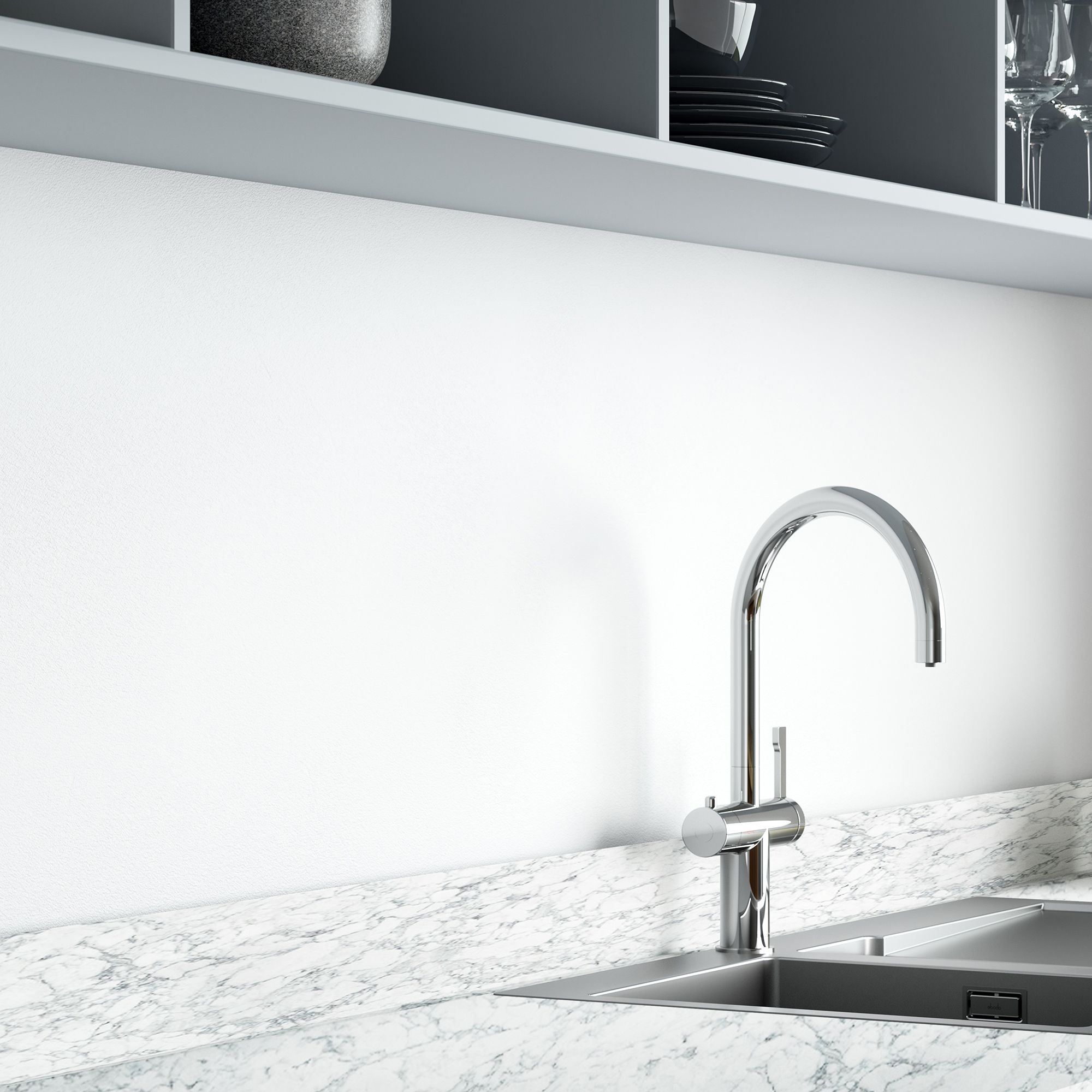 Wilsonart Marmo bianco Matt Cream Marble effect Compact Laminate Kitchen Upstand (L)3000mm
