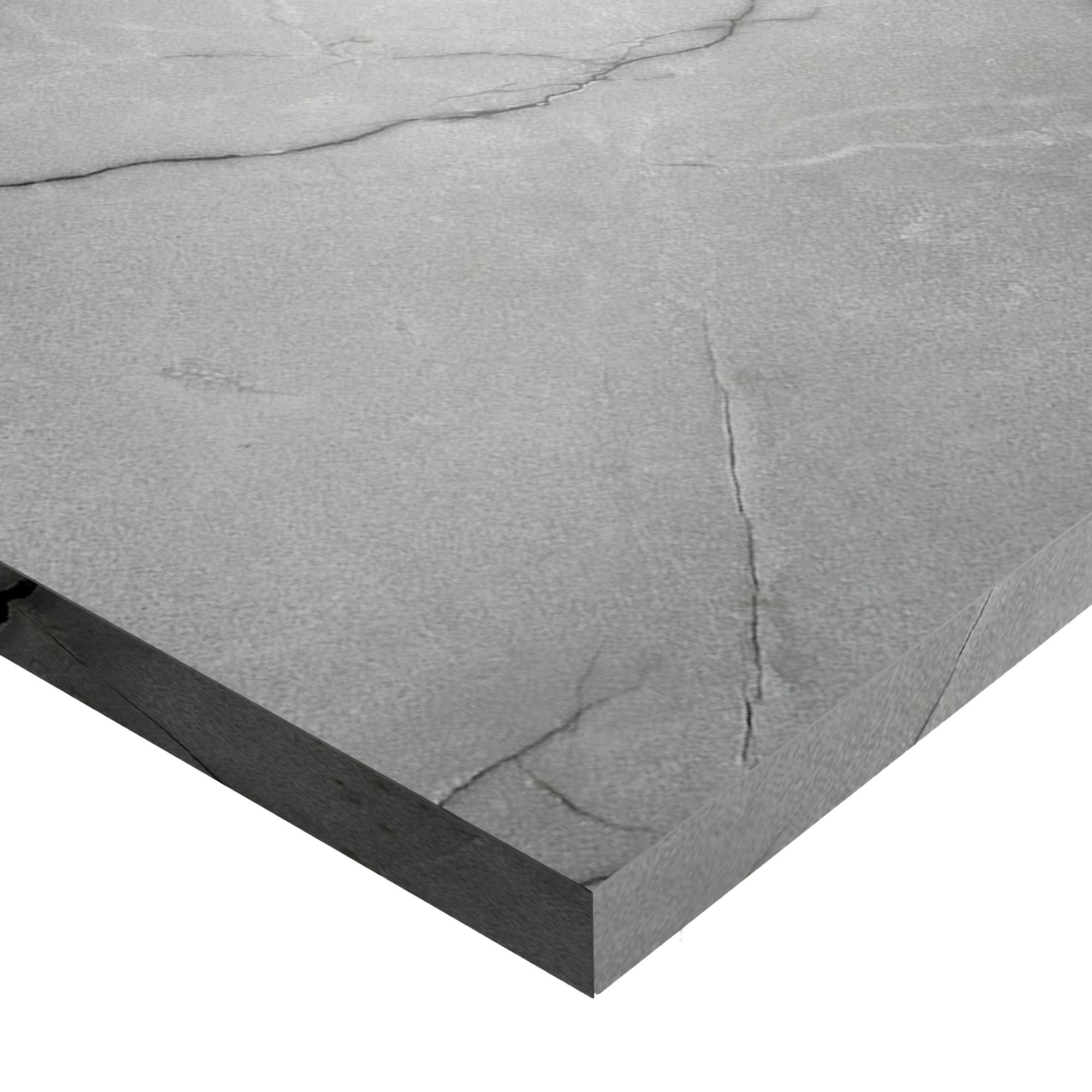Wilsonart Marmo grigio Matt Grey Marble effect Laminate Square edge Kitchen Breakfast bar, (L)3000mm (W)900mm (T)22mm