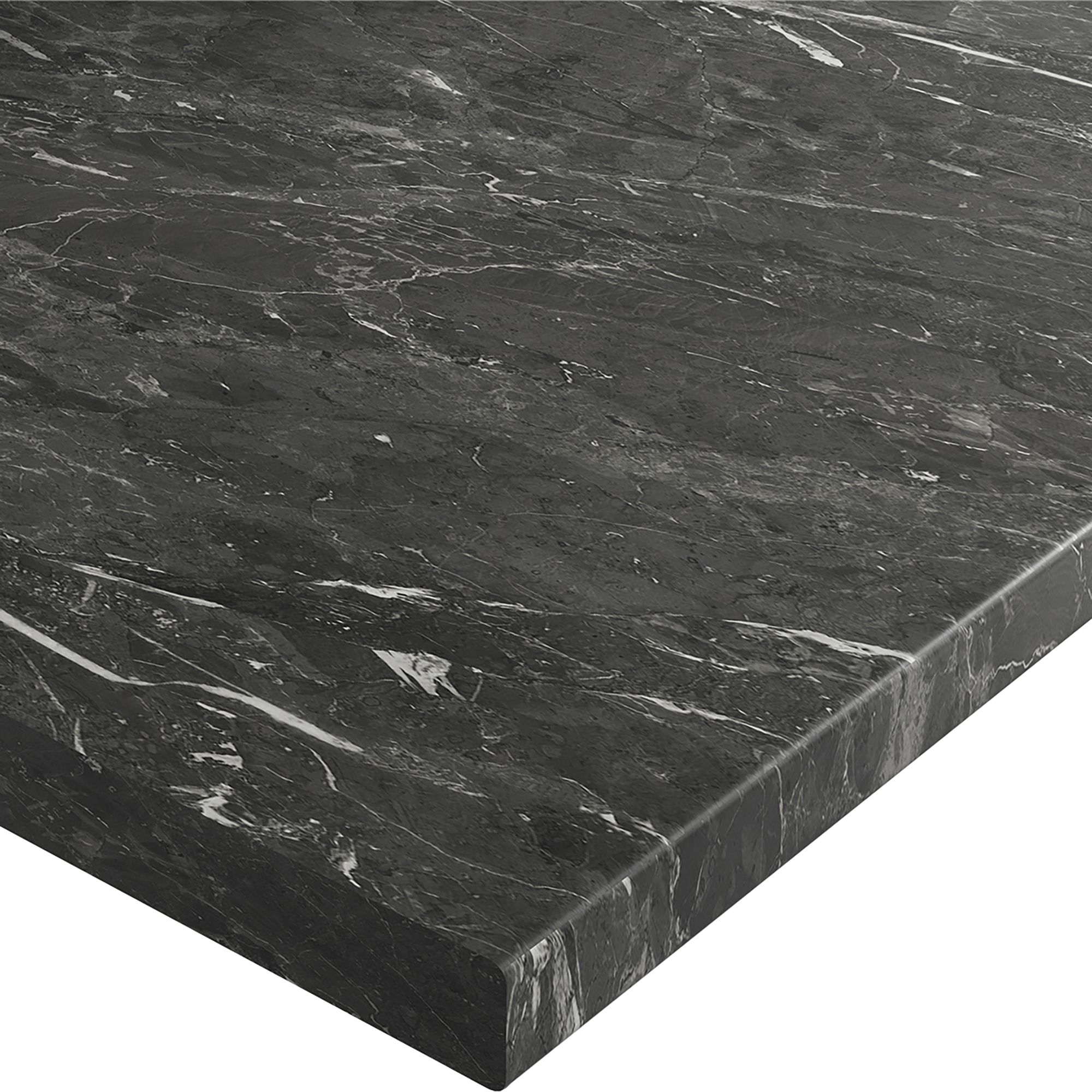 Wilsonart Marmo Nero Matt Black Marble effect Laminate Post-formed edge Kitchen Breakfast bar, (L)3000mm (W)900mm (T)38mm