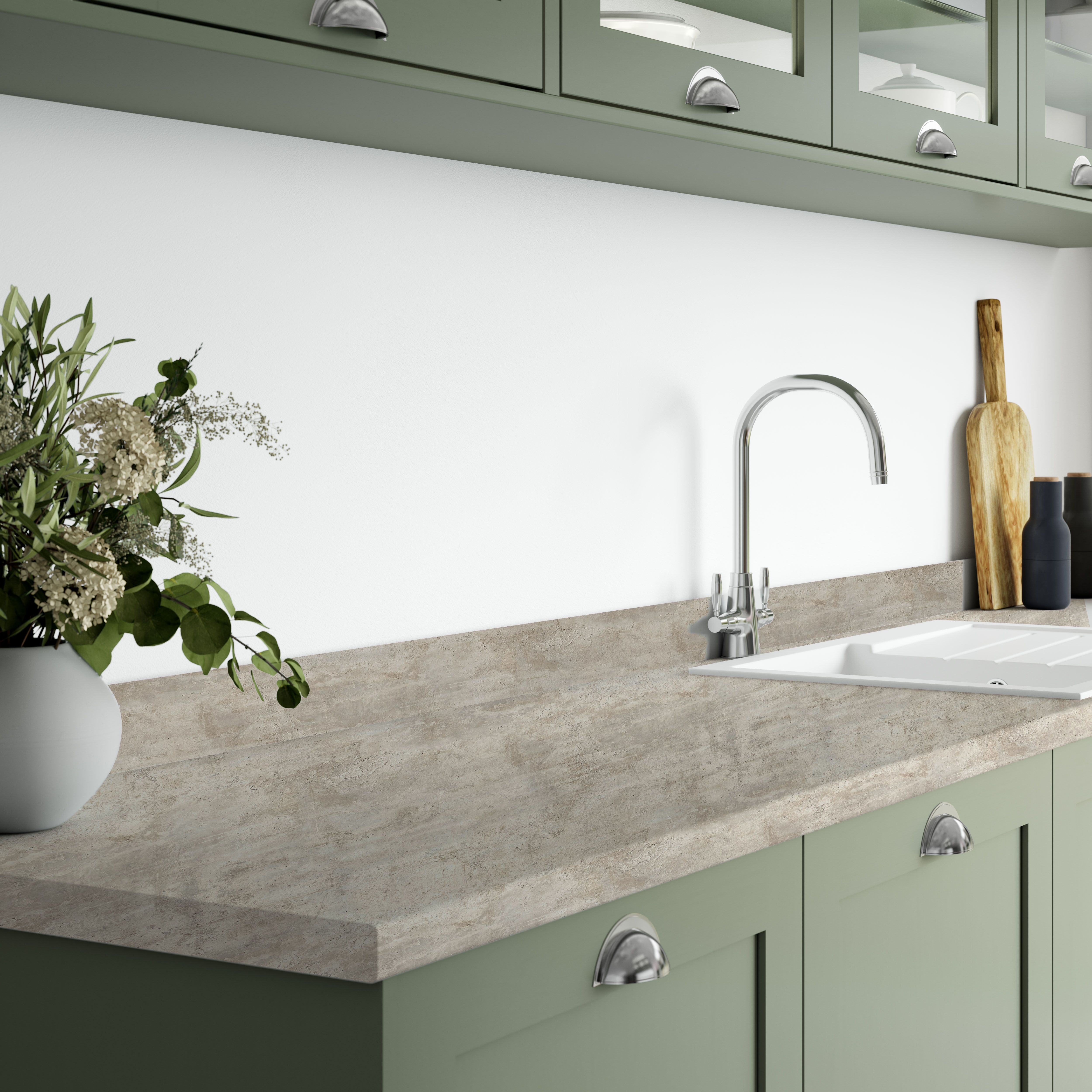 Wilsonart Modern cement Matt Grey Cement effect Laminate Post-formed edge Kitchen Worktop, (L)3000mm (W)600mm (T)38mm