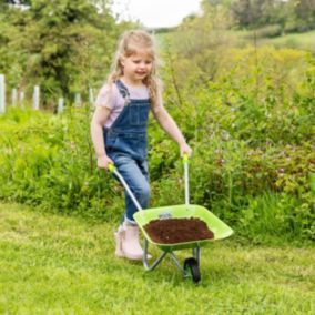 Wilton Bradley Little Roots Kids Green Metal Wheelbarrow, 1.66kg