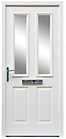 Windsor 2 panel Obscure Glazed White External Door, (H)2085mm (W)920mm