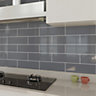 Windsor Grey Gloss Ceramic Wall Tile, Pack of 30, (L)300mm (W)100mm