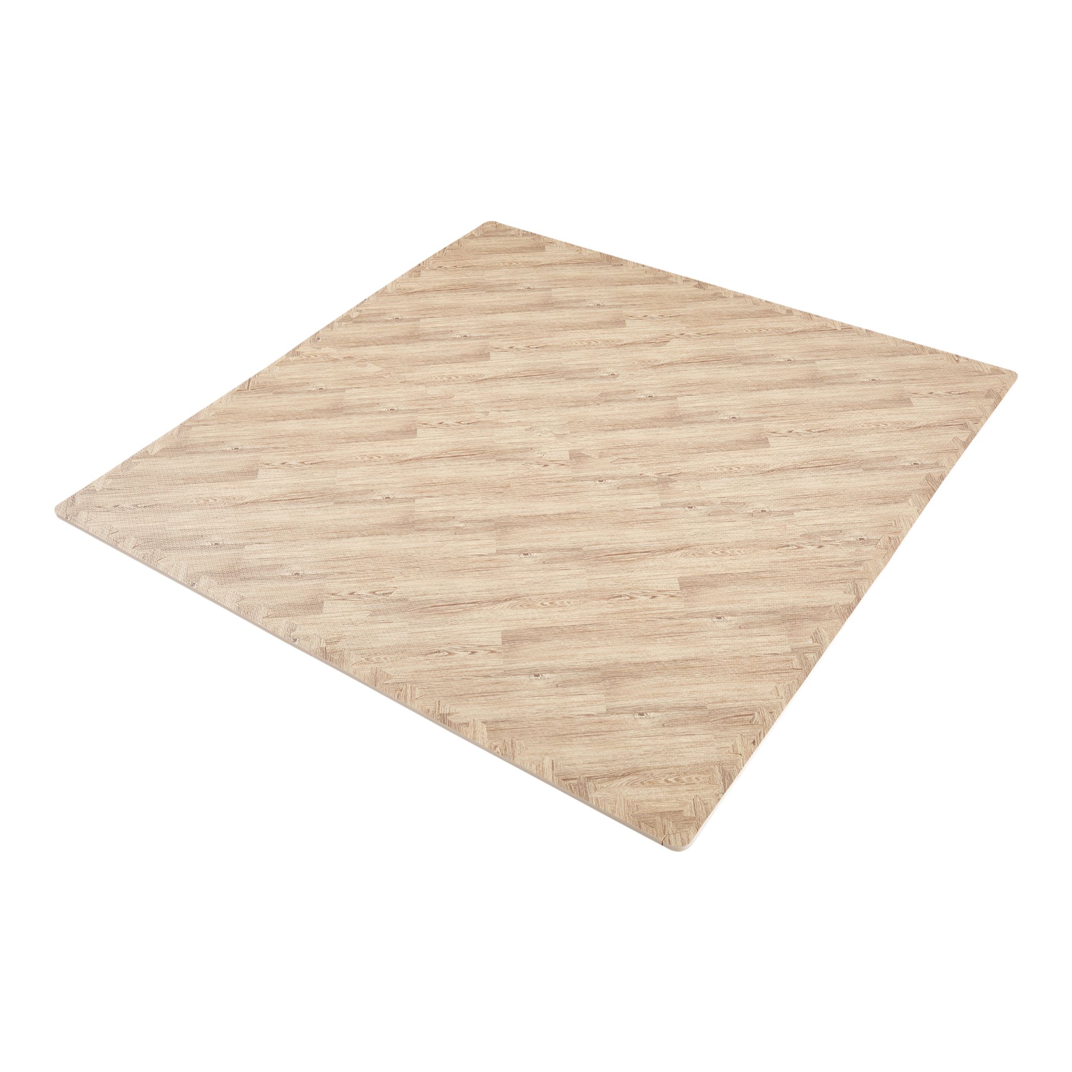 Wooden Medium Interlocking Mat, (L)62cm x (W)62cm, Pack of 4