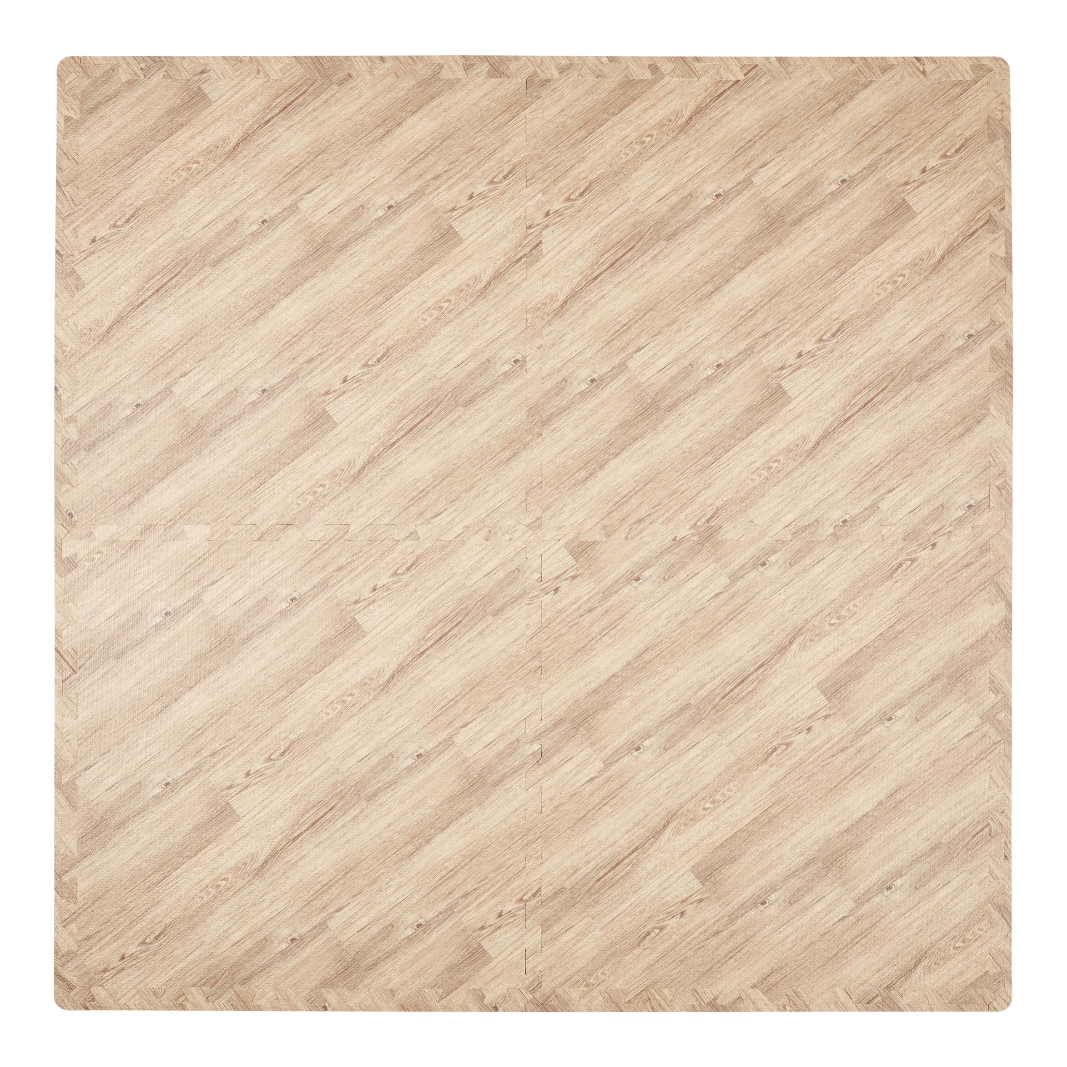 Wooden Medium Interlocking Mat, (L)62cm x (W)62cm, Pack of 4