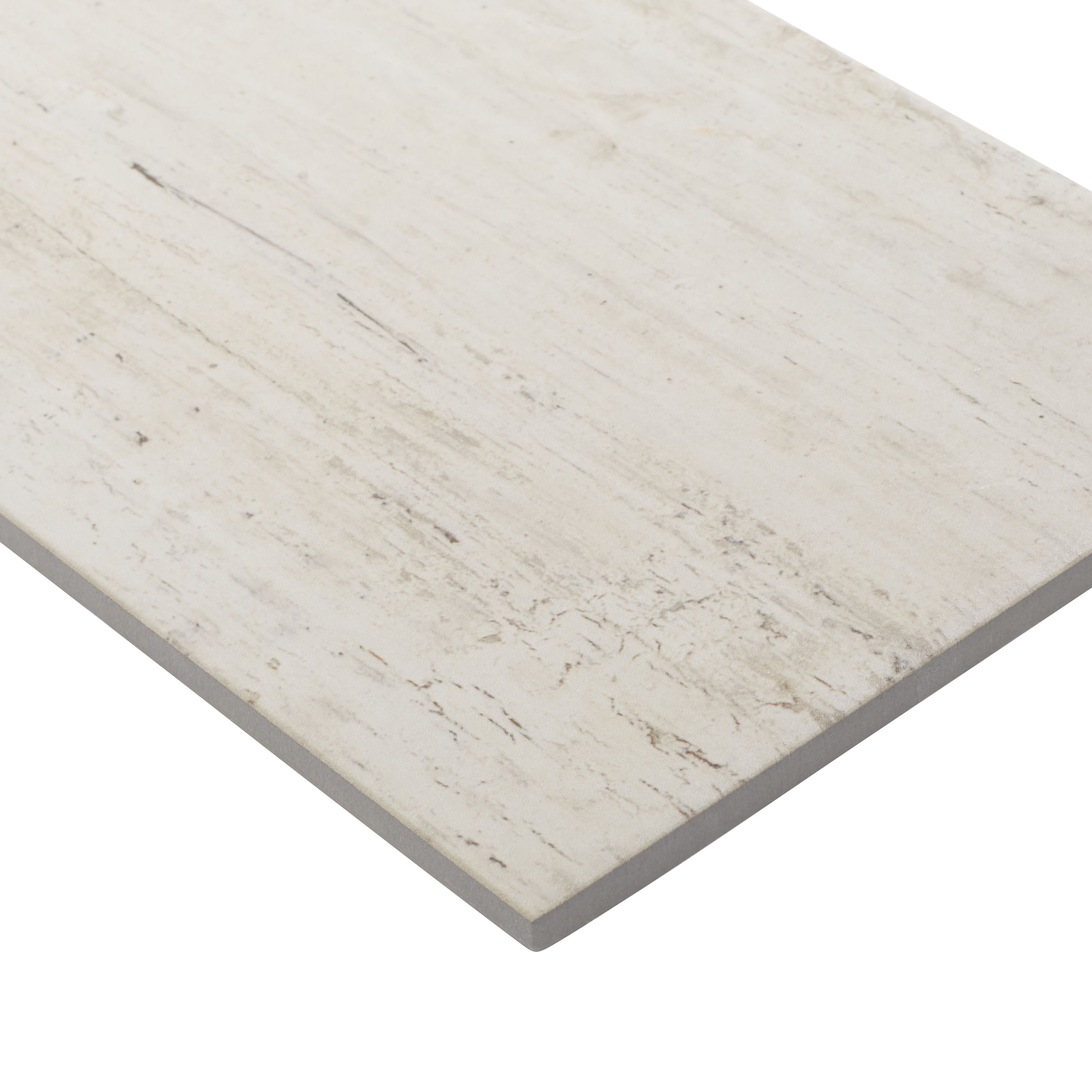 Worn wood Grey Matt Wood effect Porcelain Wall & floor Tile, Pack of 11, (L)600mm (W)150mm