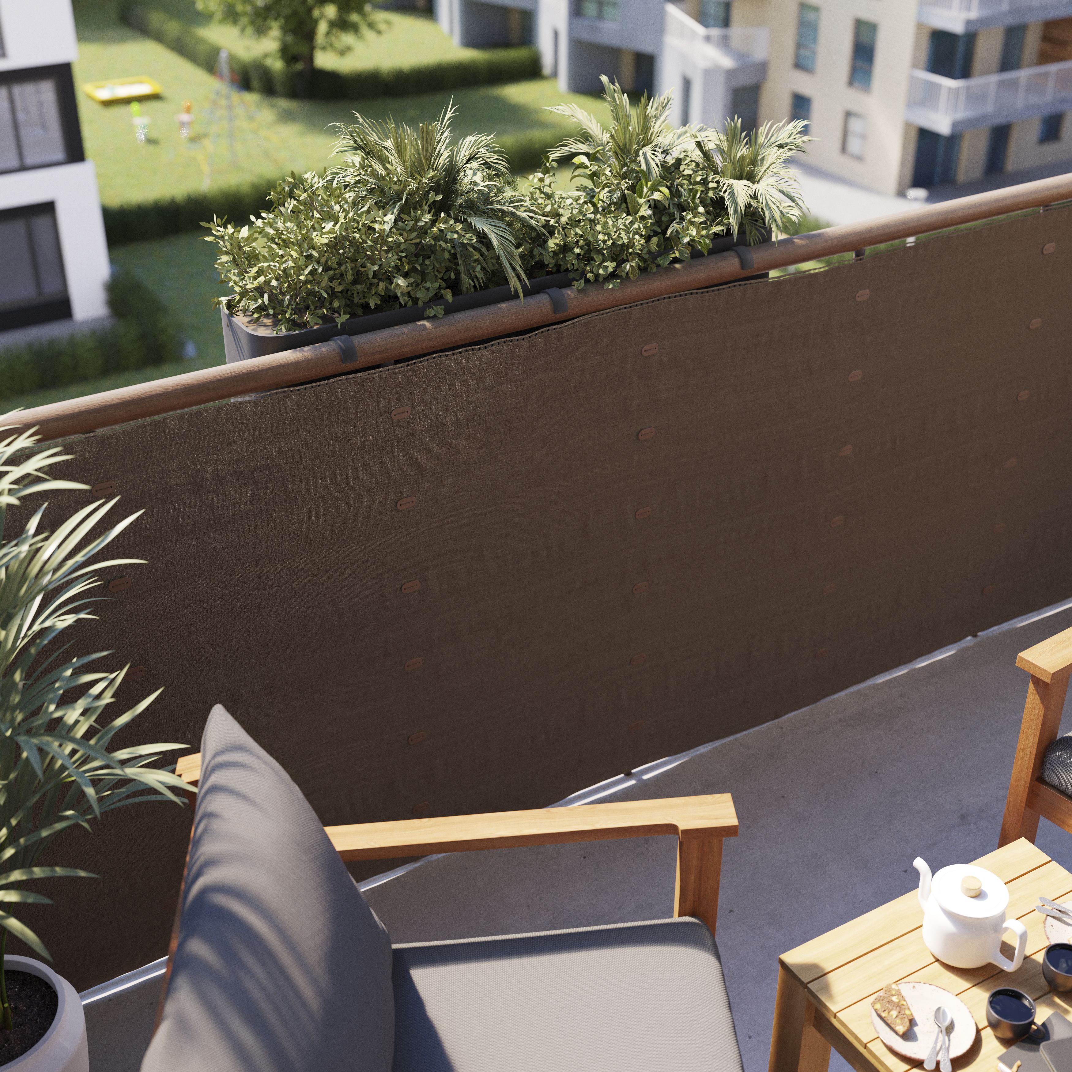 Woven breeze Brown High-density polyethylene (HDPE) & woven fibre Garden screen (H)1m (W)3m