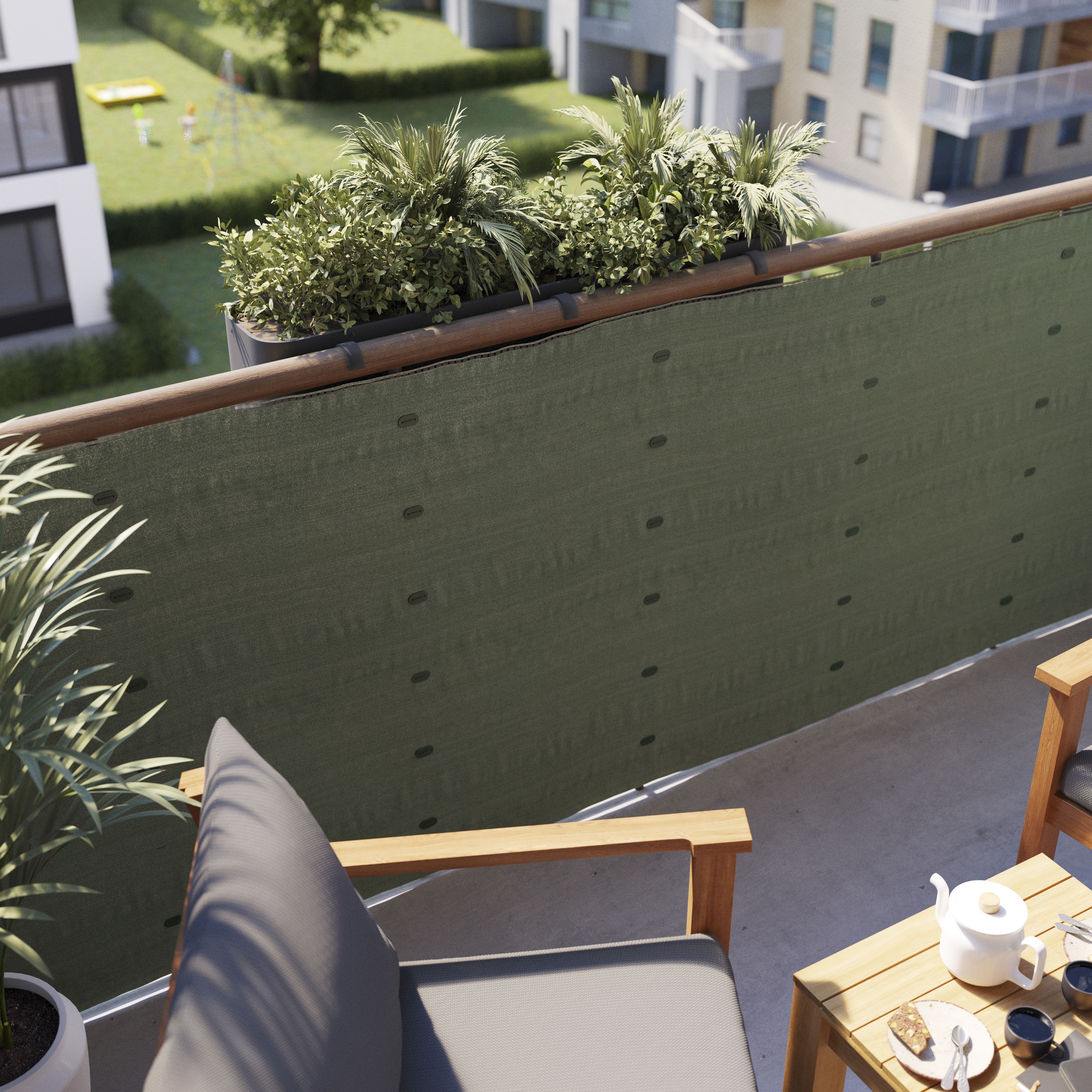 Woven breeze Green Polyethylene (PE) Garden screen (H)1m (W)3m