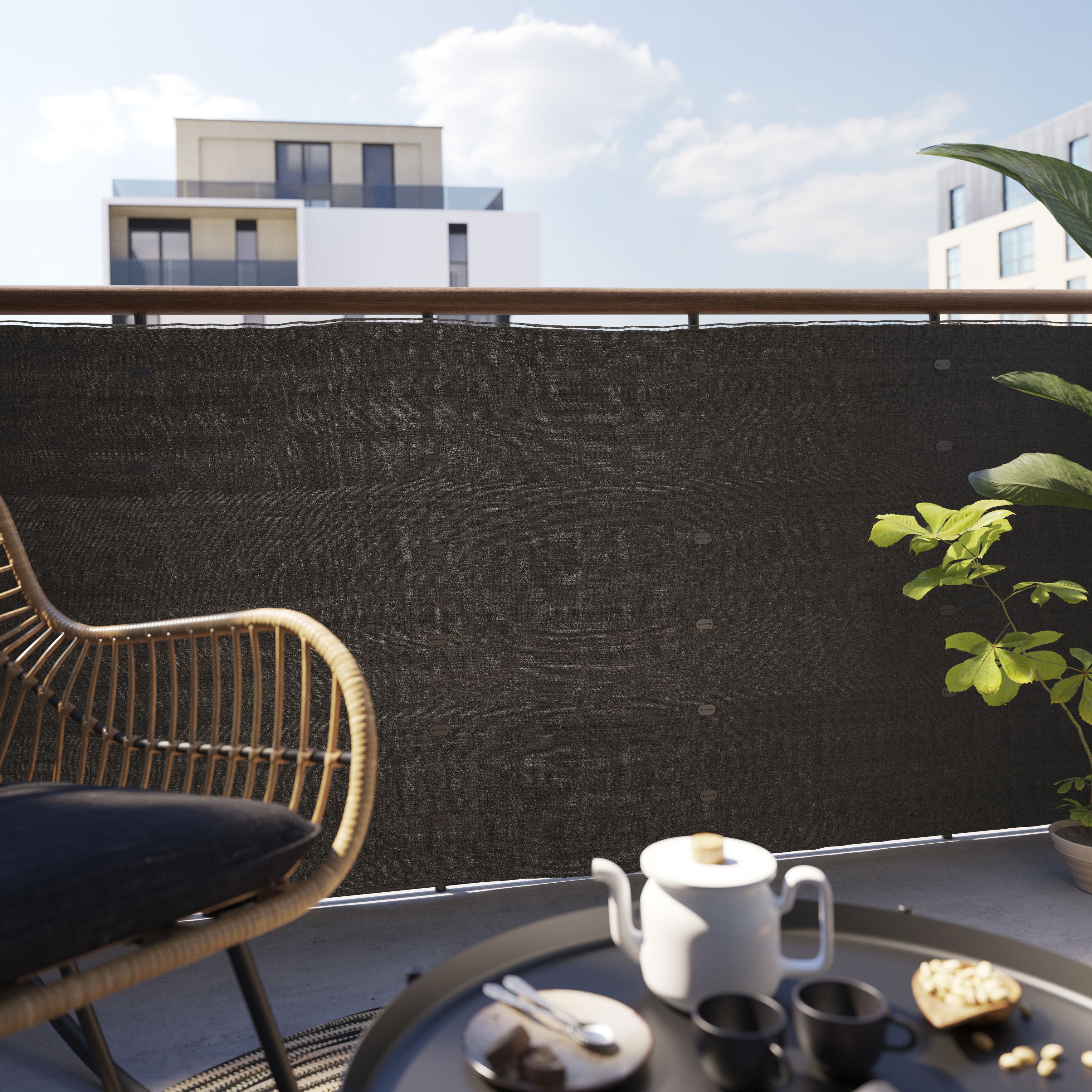 Woven breeze Grey High-density polyethylene (HDPE) & woven fibre Garden screen (H)1m (W)3m