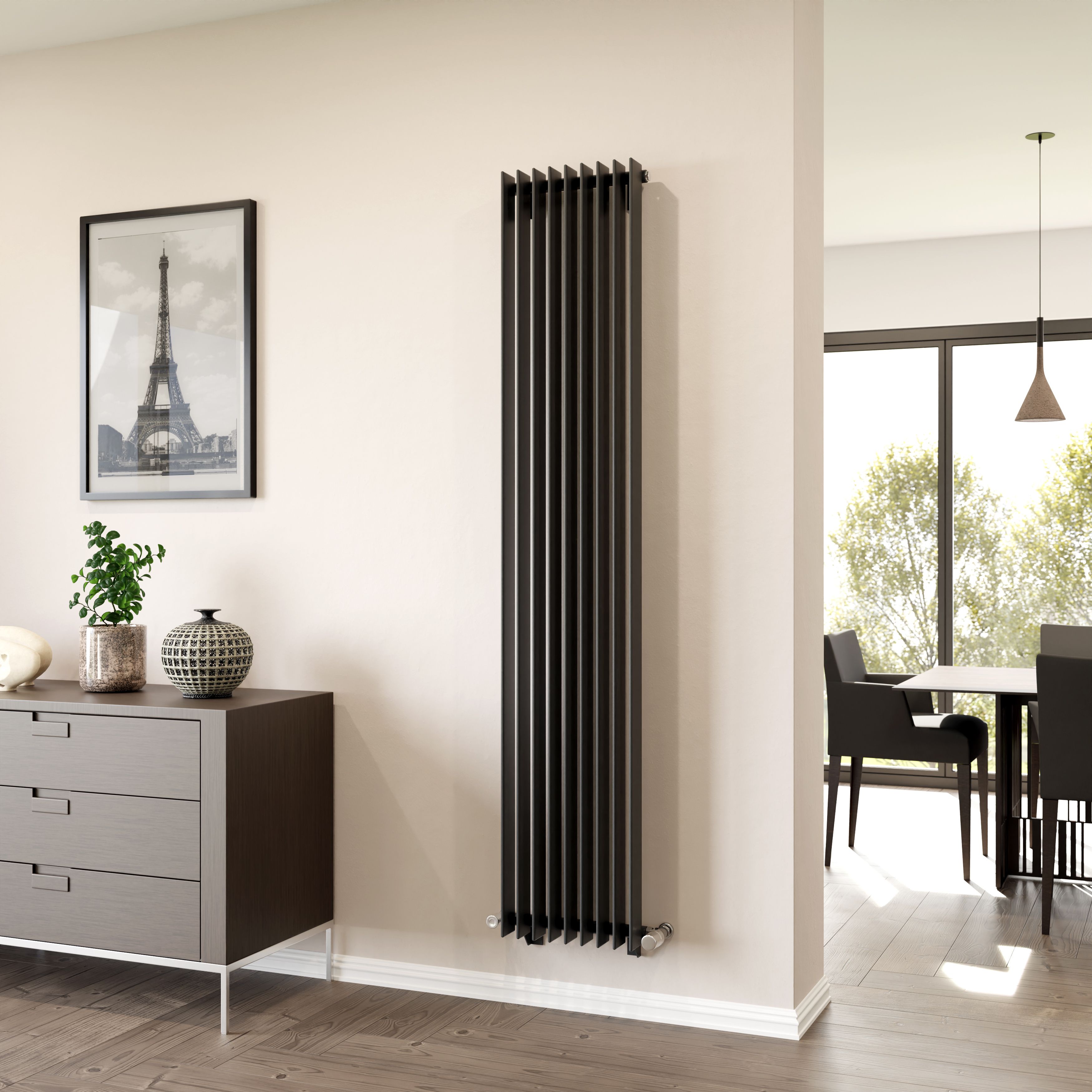 Ximax Atlantic Matt anthracite Vertical Designer Radiator, (W)340mm x (H)1800mm