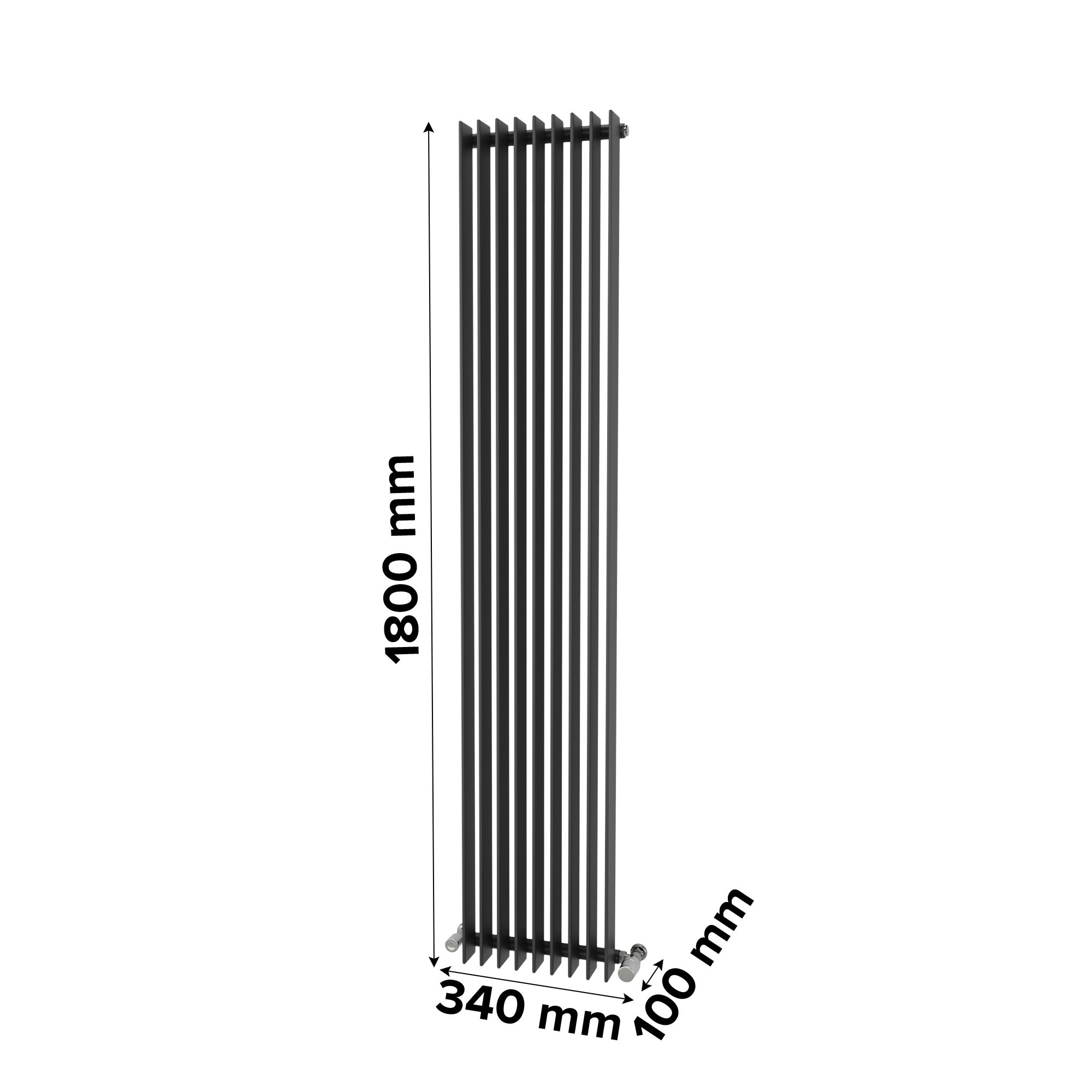 Ximax Atlantic Matt anthracite Vertical Designer Radiator, (W)340mm x (H)1800mm
