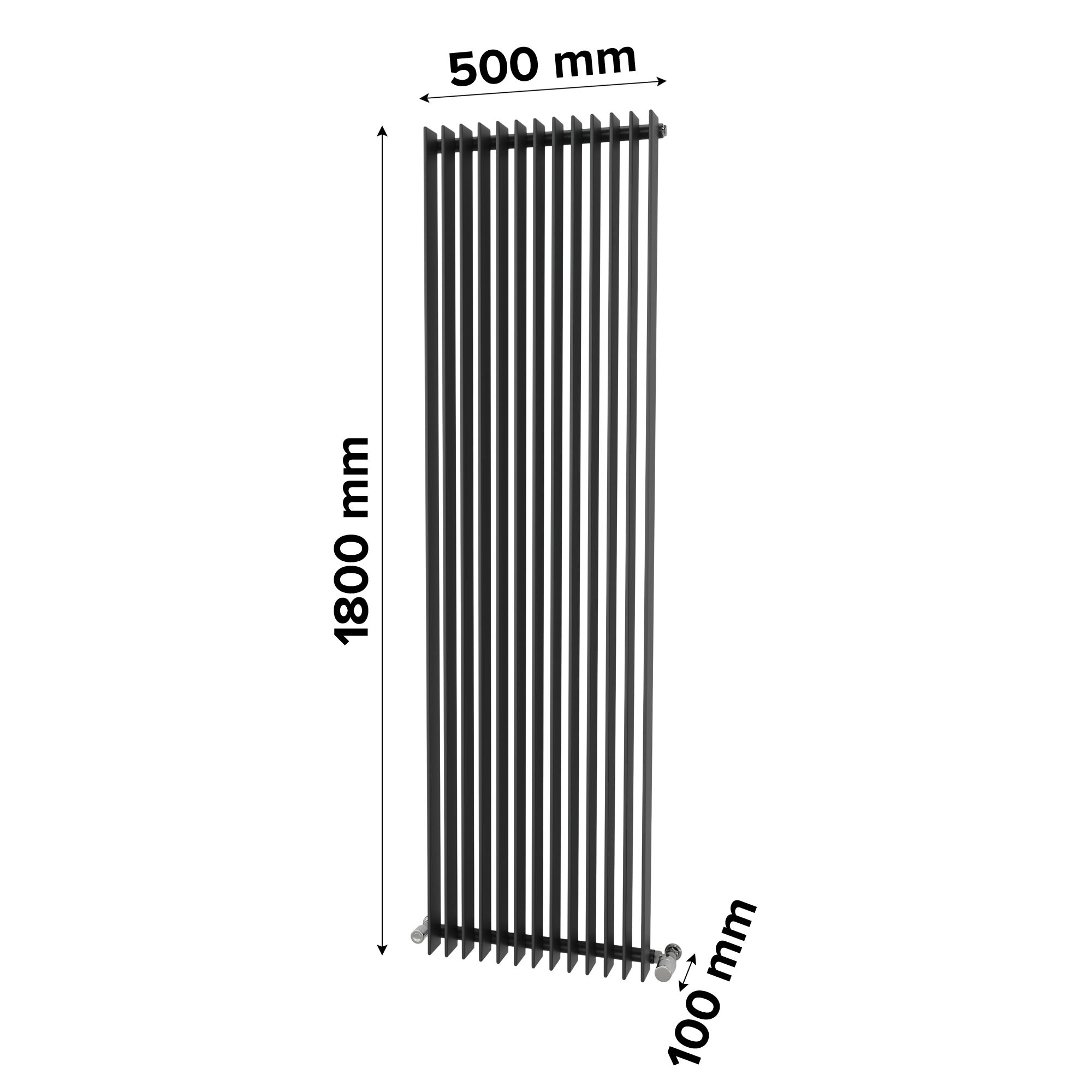 Ximax Atlantic Matt anthracite Vertical Designer Radiator, (W)500mm x (H)1800mm