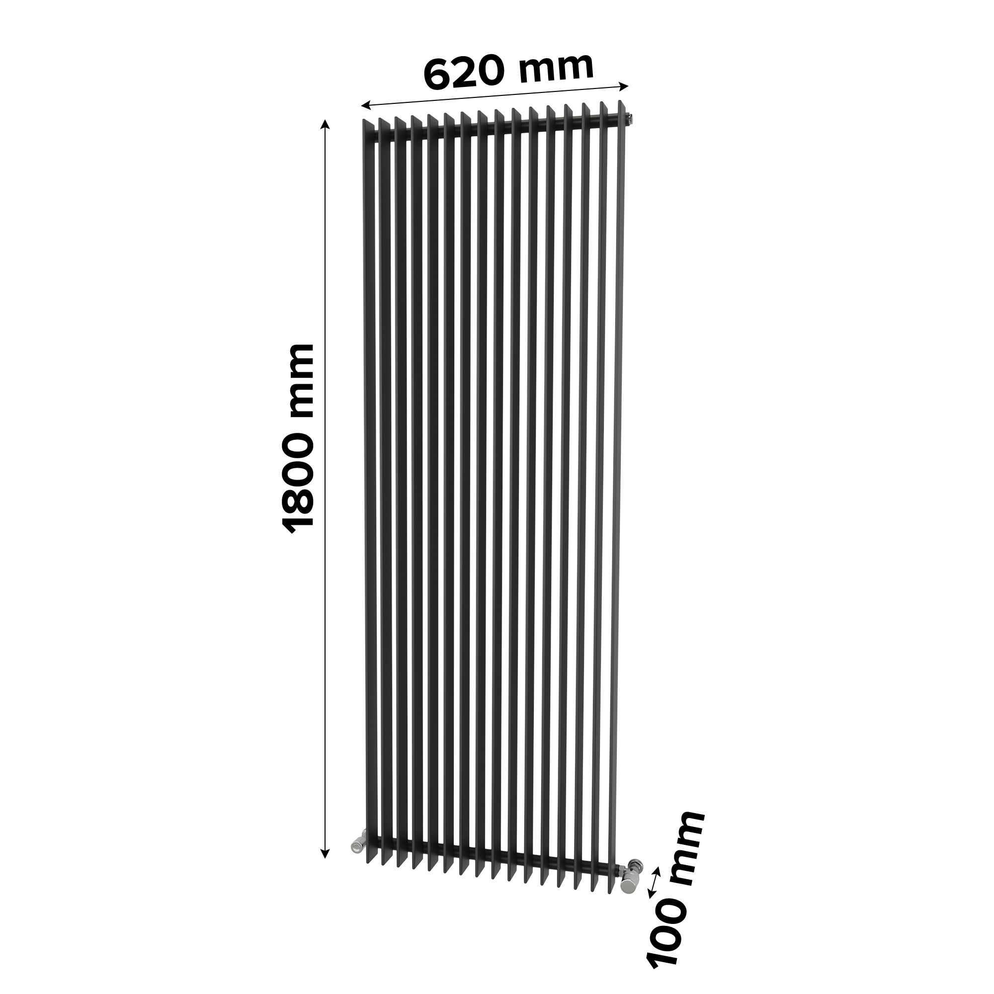 Ximax Atlantic Matt anthracite Vertical Designer Radiator, (W)620mm x (H)1800mm