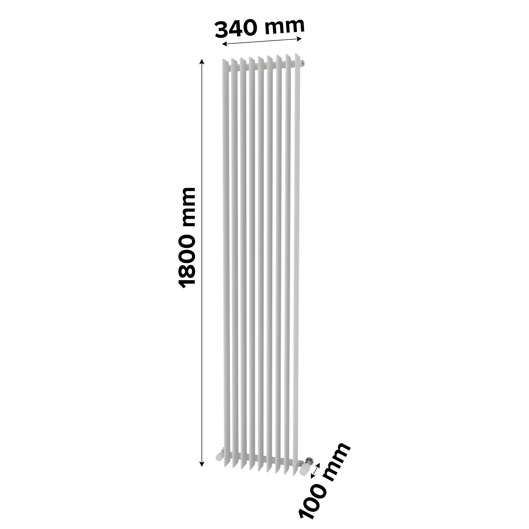 Ximax Atlantic Satin white Vertical Designer Radiator, (W)340mm x (H)1800mm
