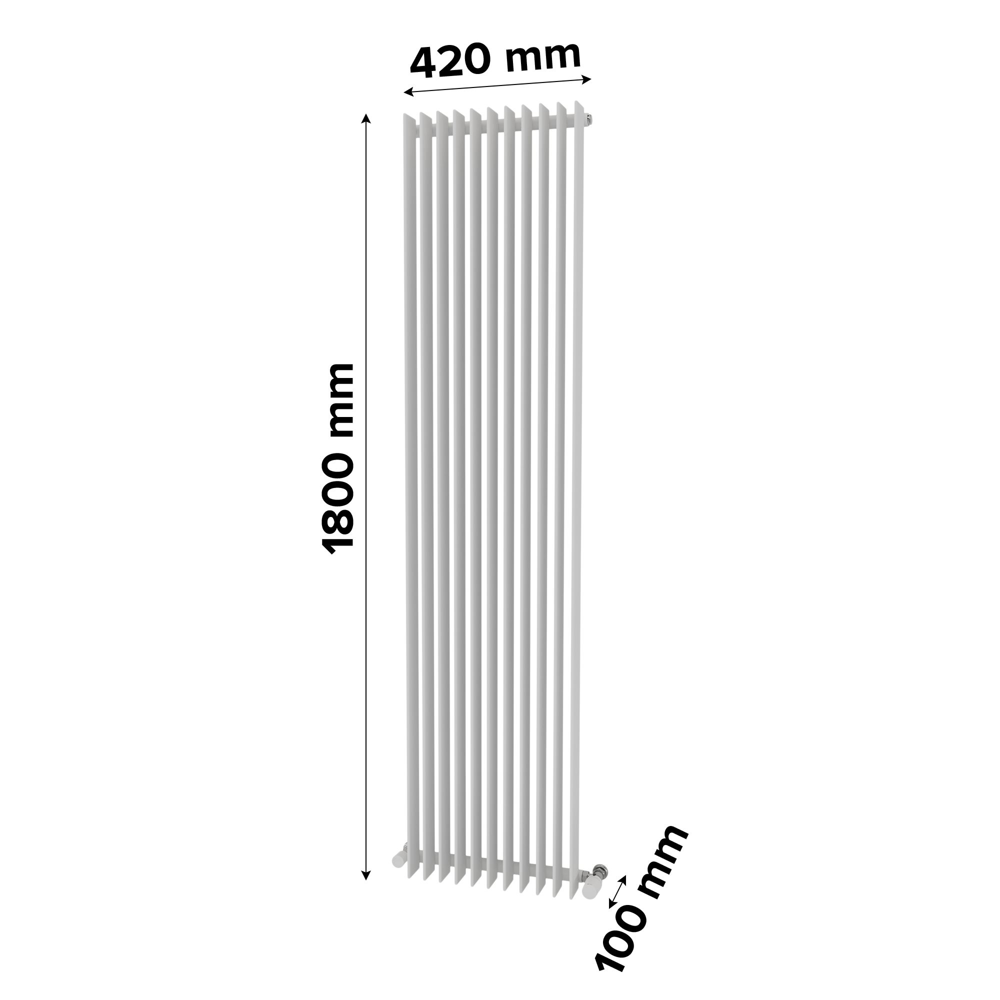 Ximax Atlantic Satin white Vertical Designer Radiator, (W)420mm x (H)1800mm