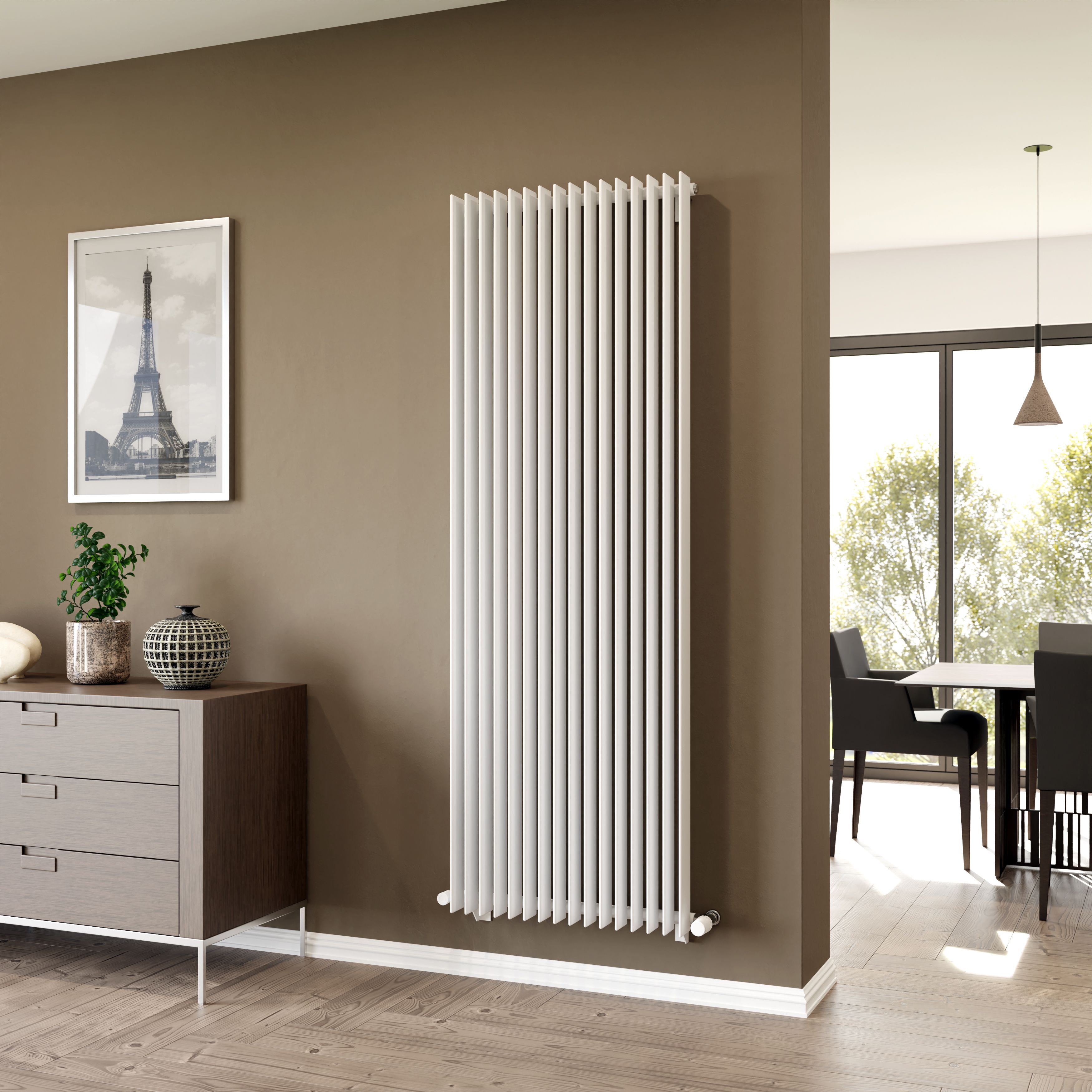 Ximax Atlantic Satin white Vertical Designer Radiator, (W)620mm x (H)1800mm
