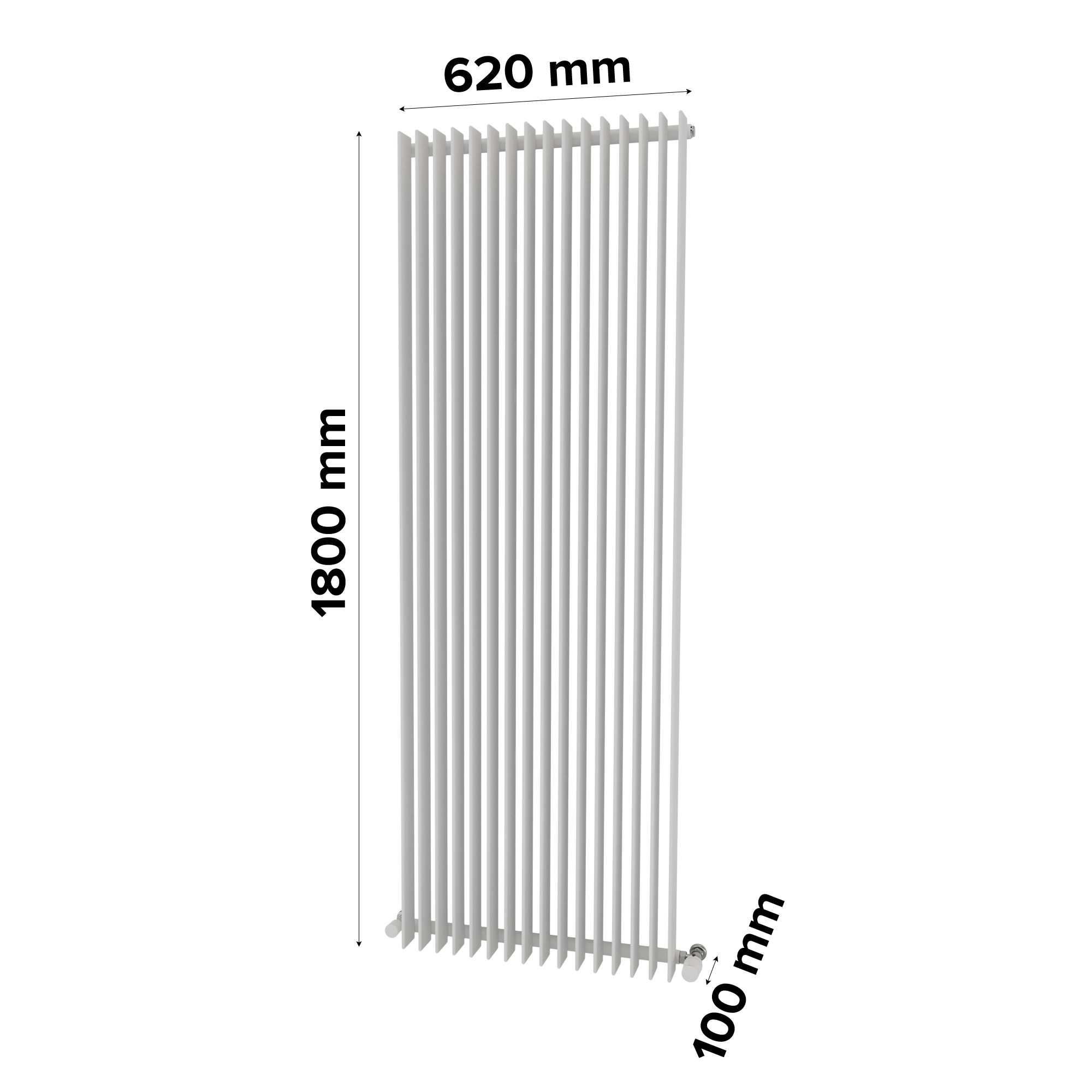 Ximax Atlantic Satin white Vertical Designer Radiator, (W)620mm x (H)1800mm