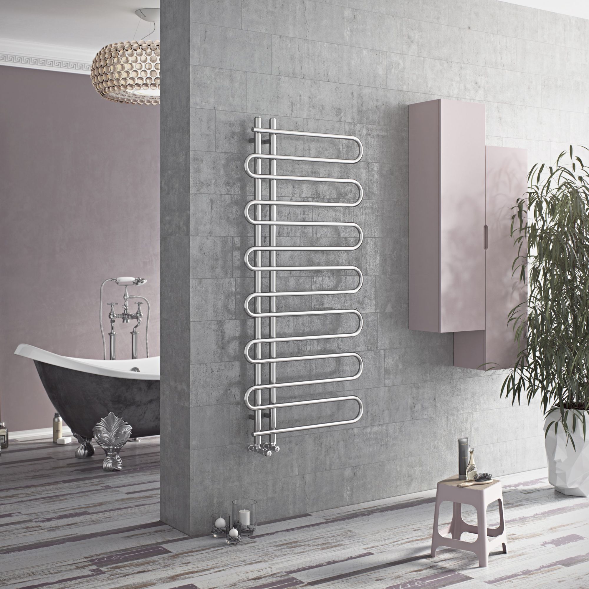 Ximax C8 Chrome effect Towel warmer (W)600mm x (H)1400mm